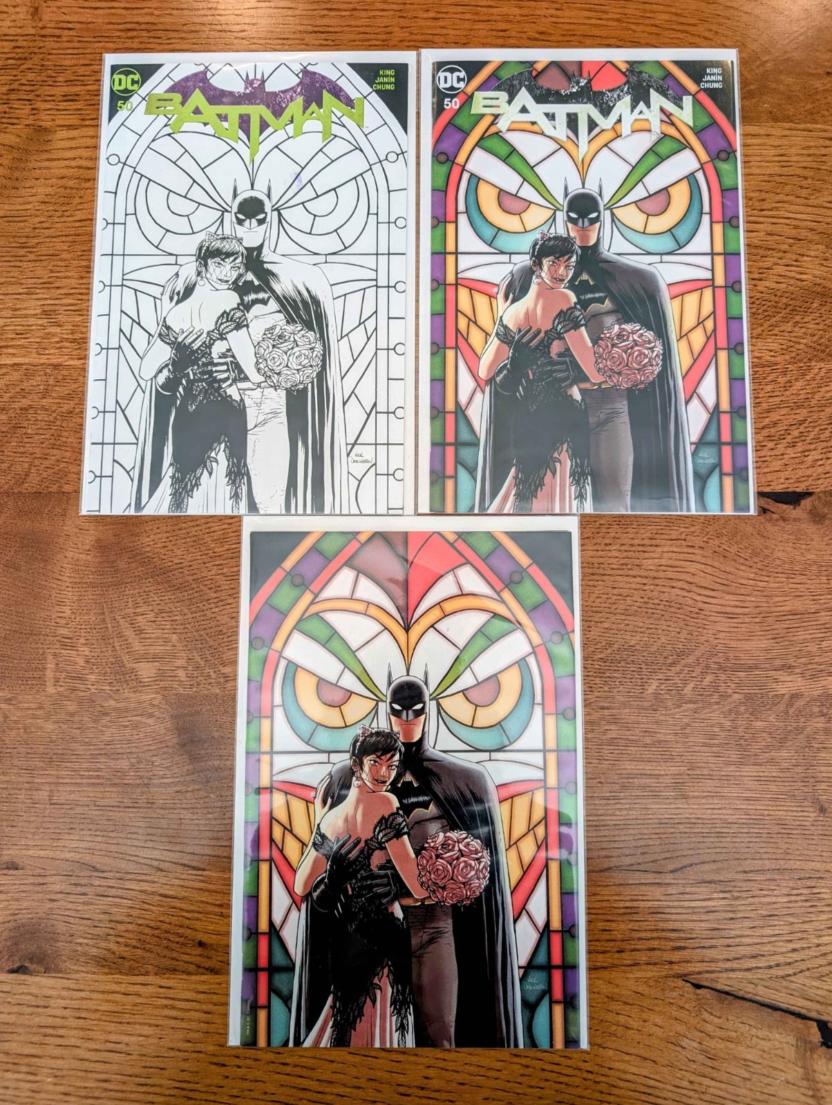 Batman #50 UC Nick Derington Wedding SET (Logo, B&W, Virgin) DC 2016