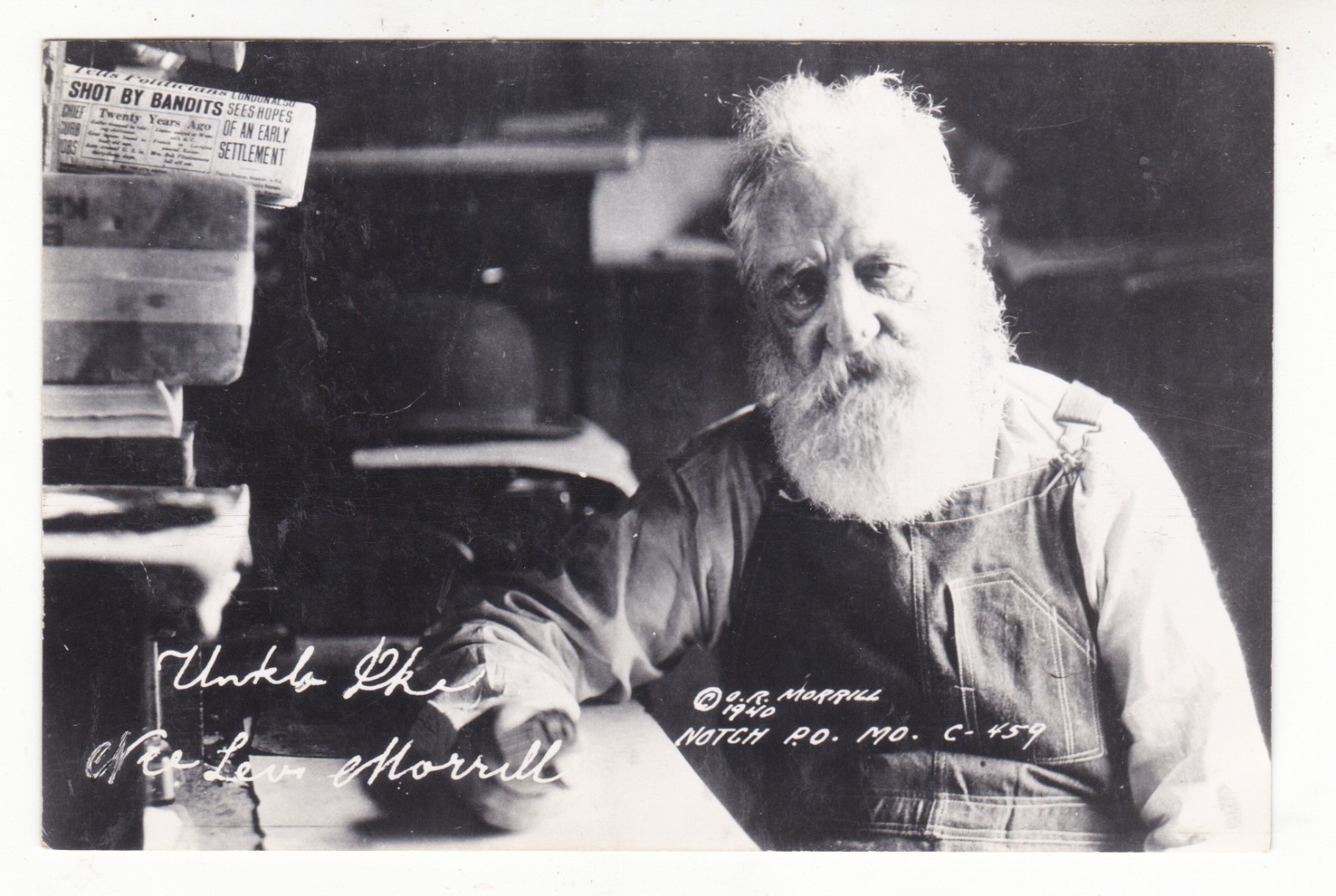1940 RPPC NOTCH MISSOURI UNKLE IKE LEW MORRIL POST OFFICE VINTAGE POSTCARD MO 