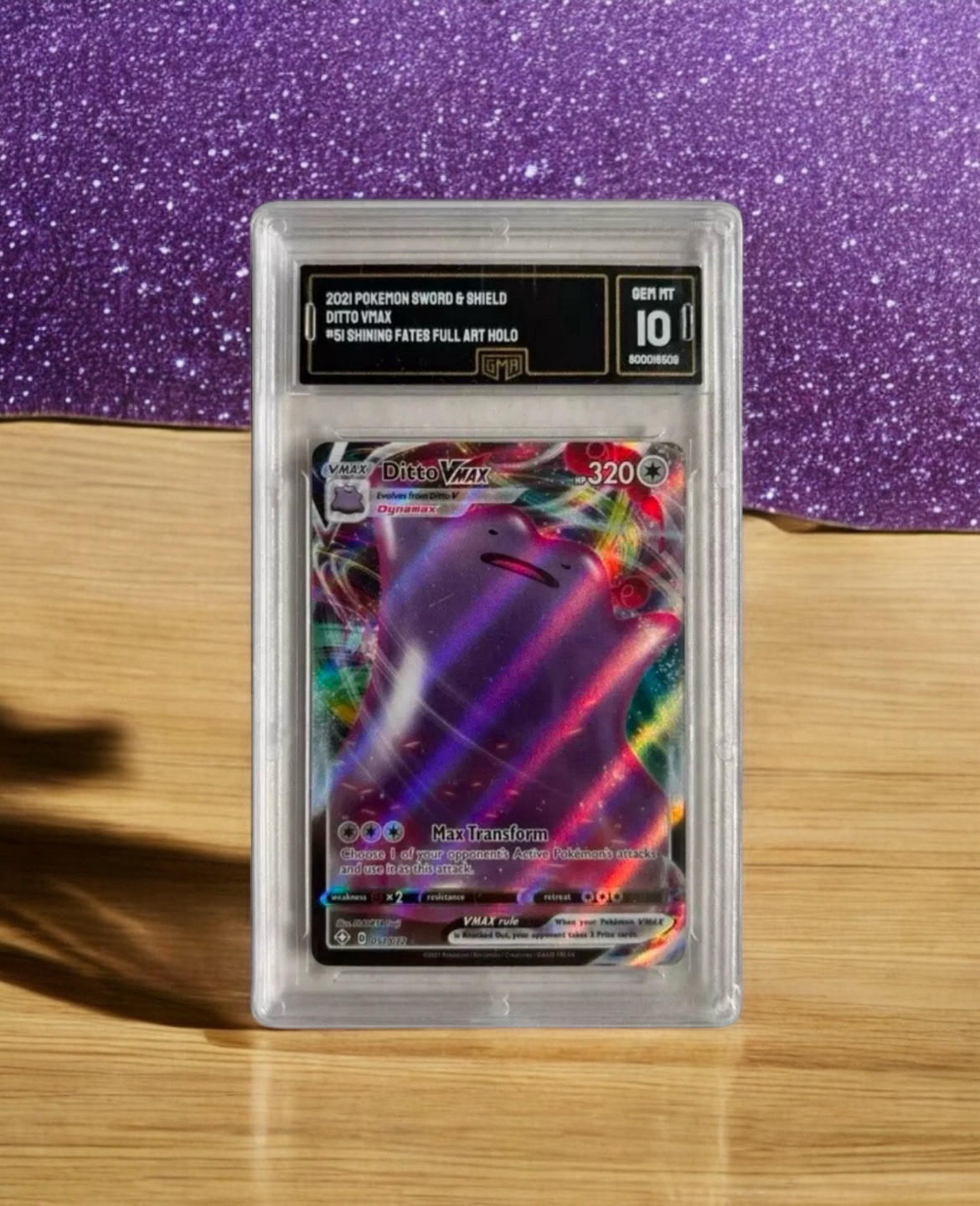 2021 Pokemon SWSH Shining Fates #051 FA Ditto VMAX GMA 10 GEM MINT