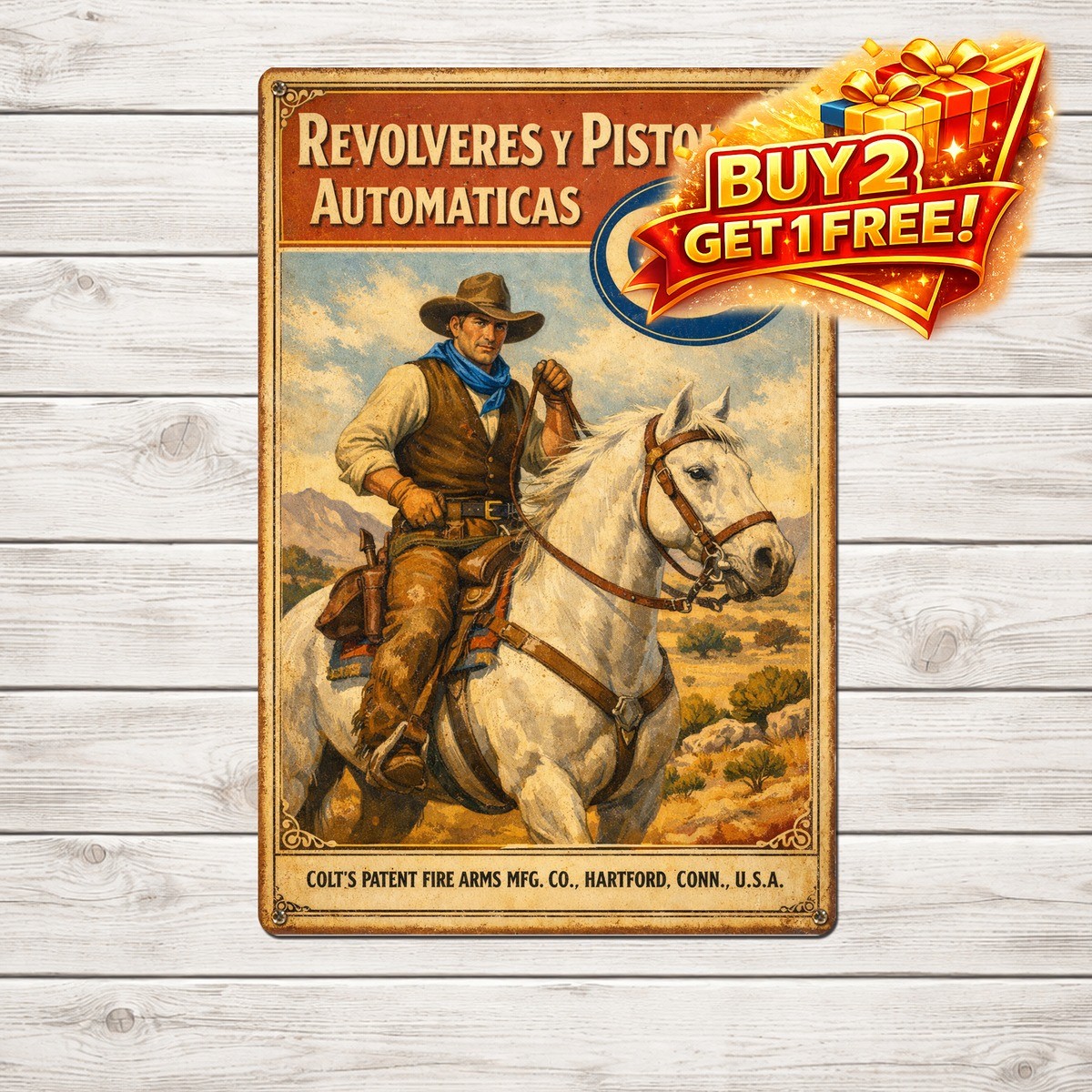 1925 Colt Firearms Vintage Reproduction Tin Sign Metal Wall Art 8x12