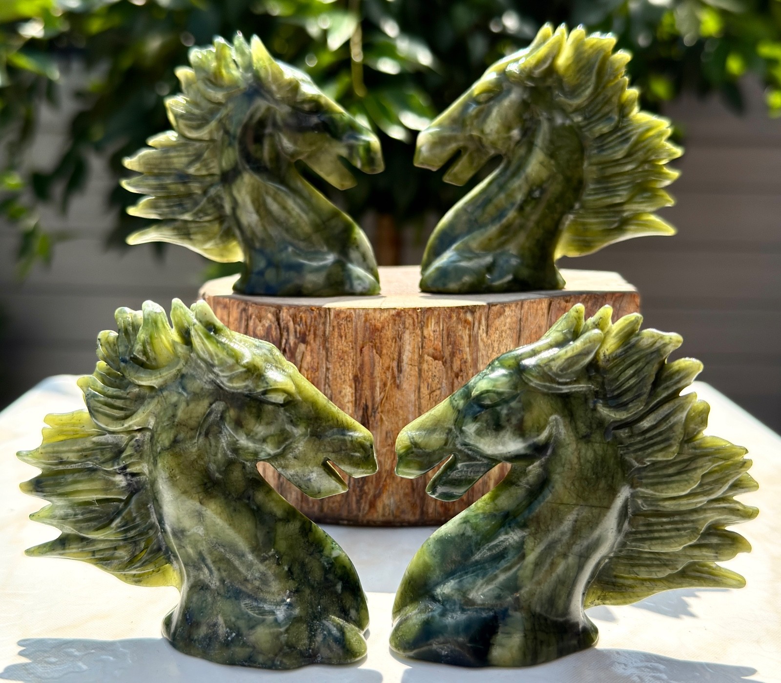 Wholesale Lot 4 PCs Natural Nephrite Horse Crystals Healing Energy