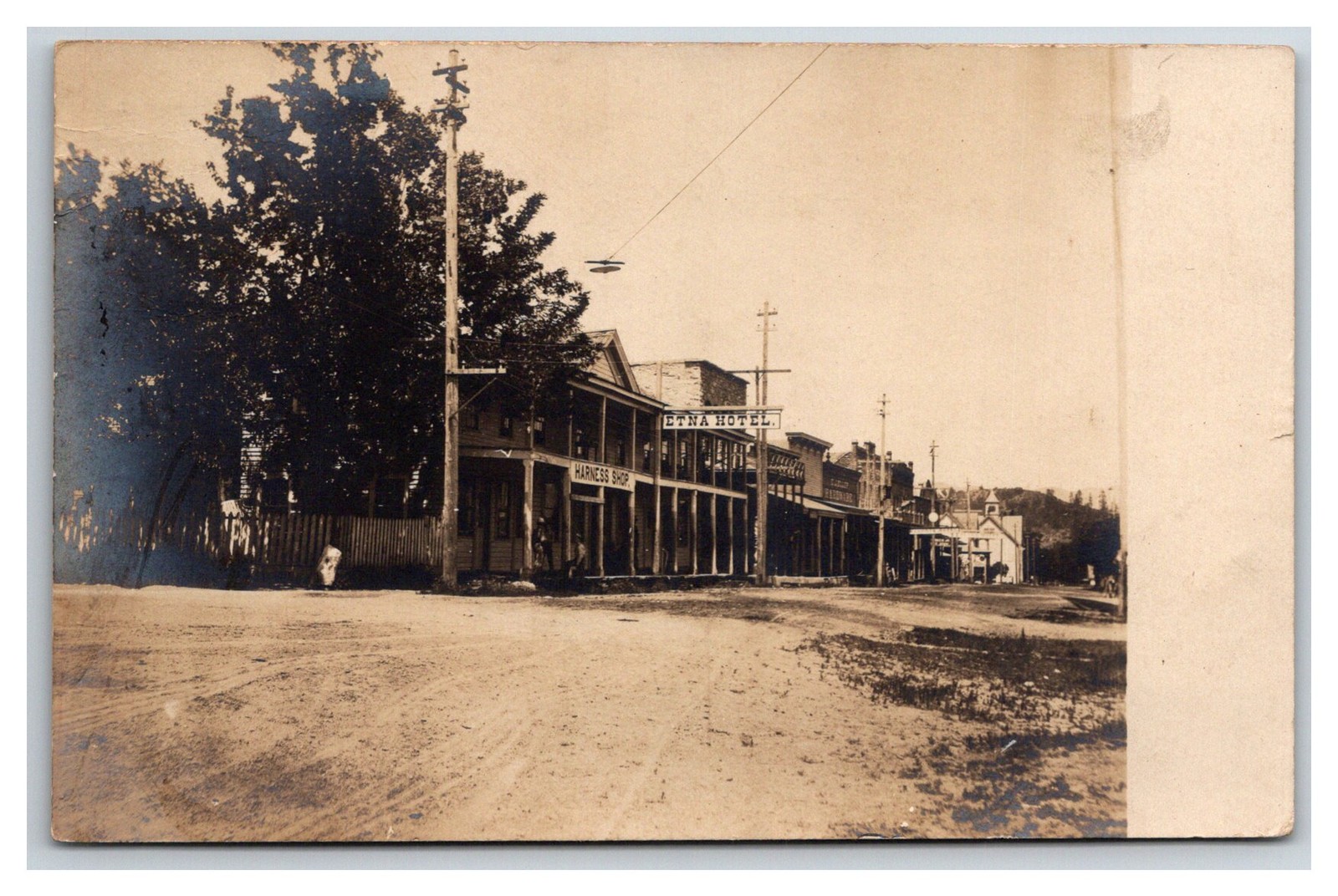 ETNA MILLS California RPPC Main street : Hotel Harness  shop~ Siskiyou County
