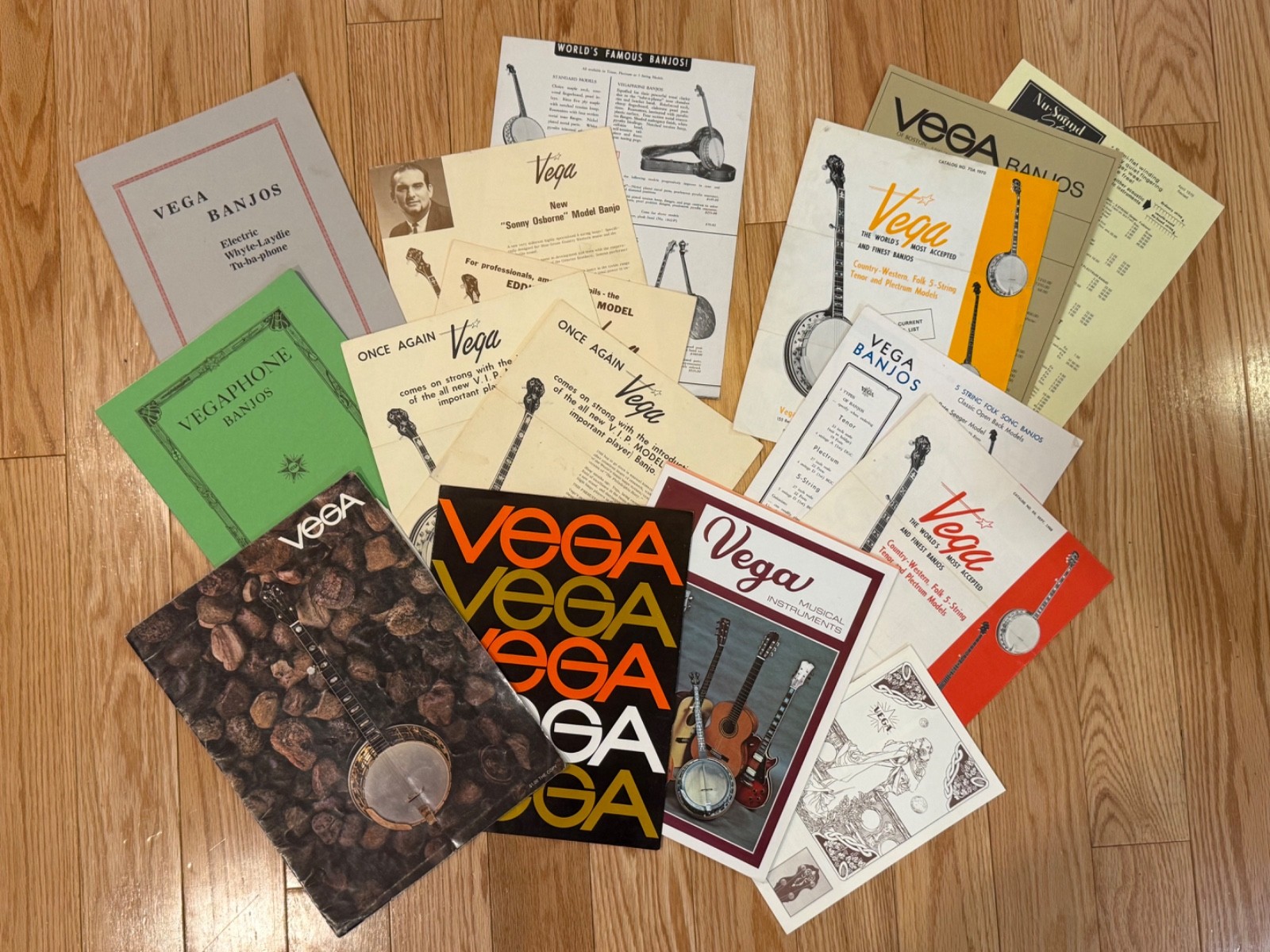 Large Lot of Vintage Vega Banjo Catalogs, Brochures & Price Lists 1960s–2000s