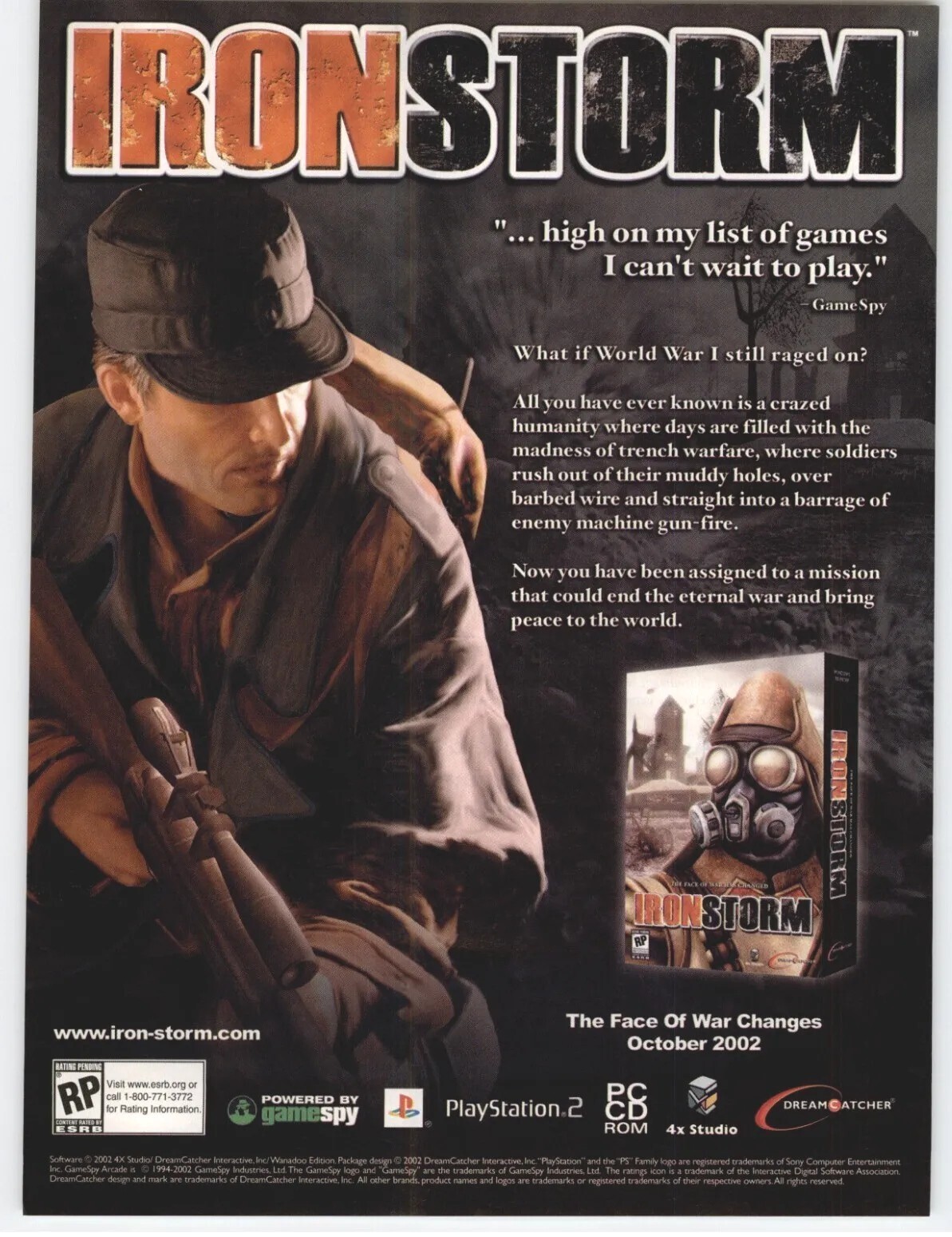 Iron Storm PS2 PC WWI Video Game Art 2002 Vintage Magazine Print Ad Poster