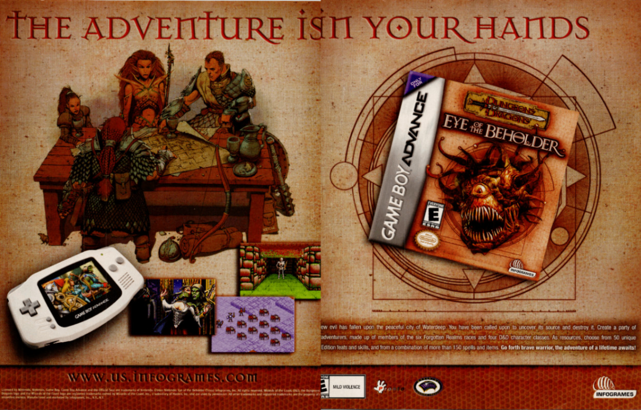 Infogrames D&D Eye of the Beholder Game Boy Advance Vintage Magazine Ad 2002