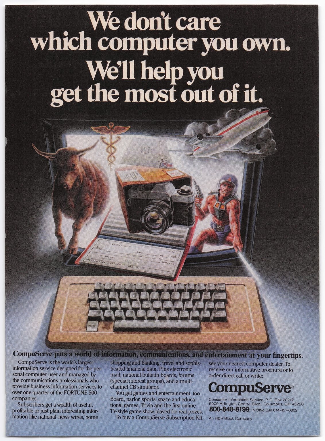 CompuServe Electronics Print Ad 1980s Vintage Online Service Tech Art
