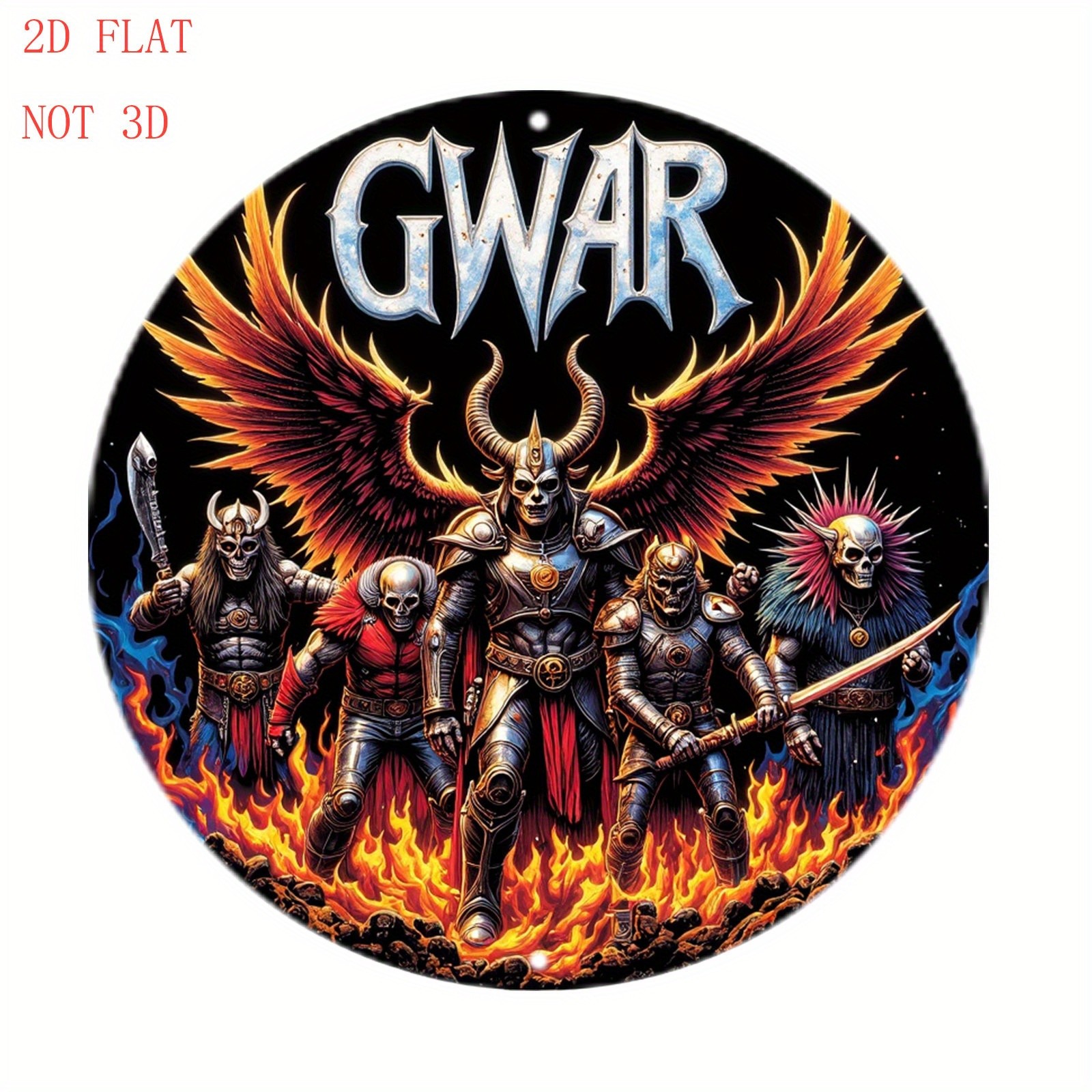 GWAR Logo Heavy Wall Art Tin Metal Signs Home Décor 8-Inch Round Iconic Viking W
