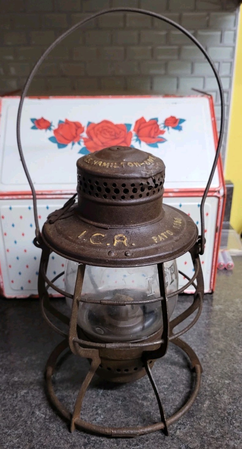 SCARCE Original 1908 Intercolonial Railway (ICR) Canada LAMP By ET Wright & Co. 