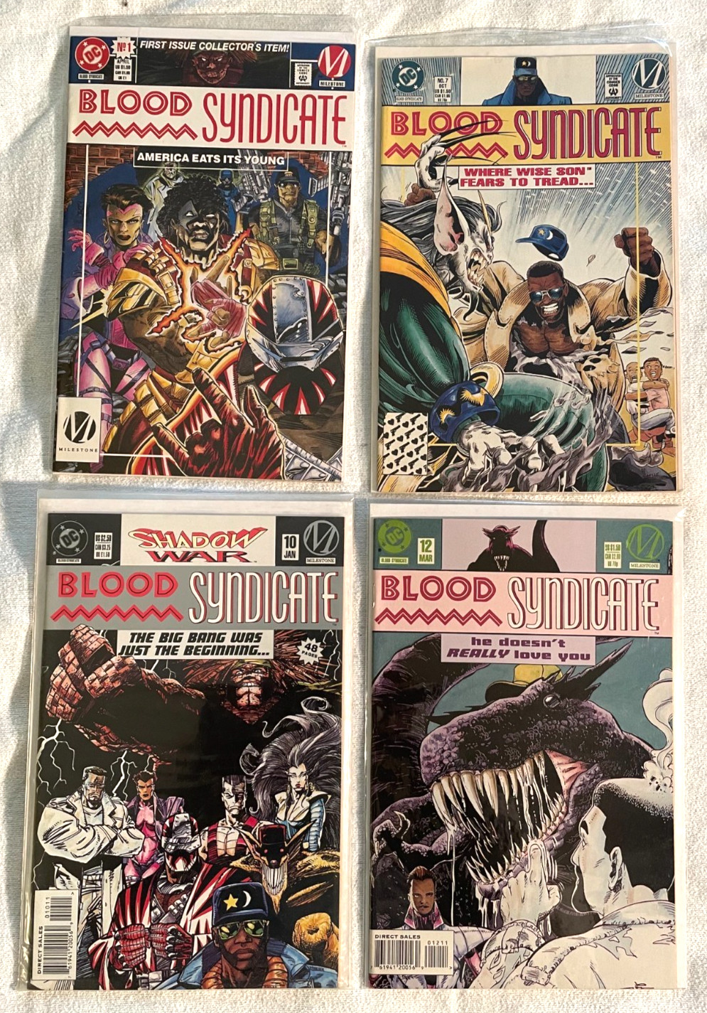 BLOOD SYNDICATE #1, 7, 10, 12  **FOUR COMIC LOT MIX** -MILESTONE/DC COMICS- 1993