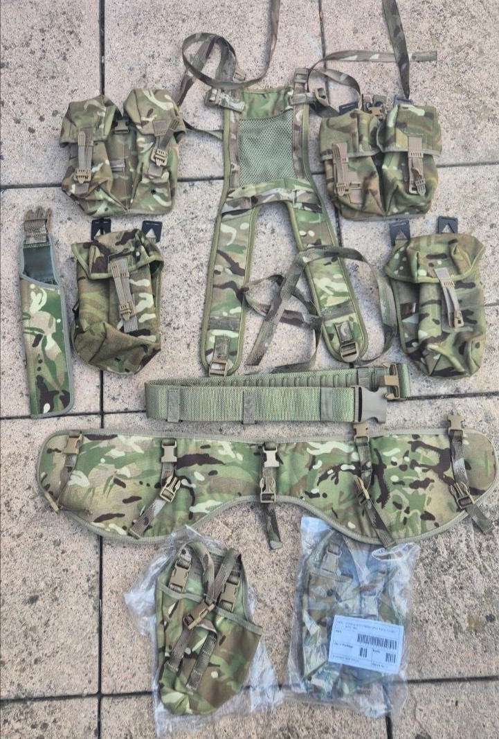 Genuine British Army Webbing Set MTP Pouches, Yoke, Hip Pad, SIZES, NEW &USED