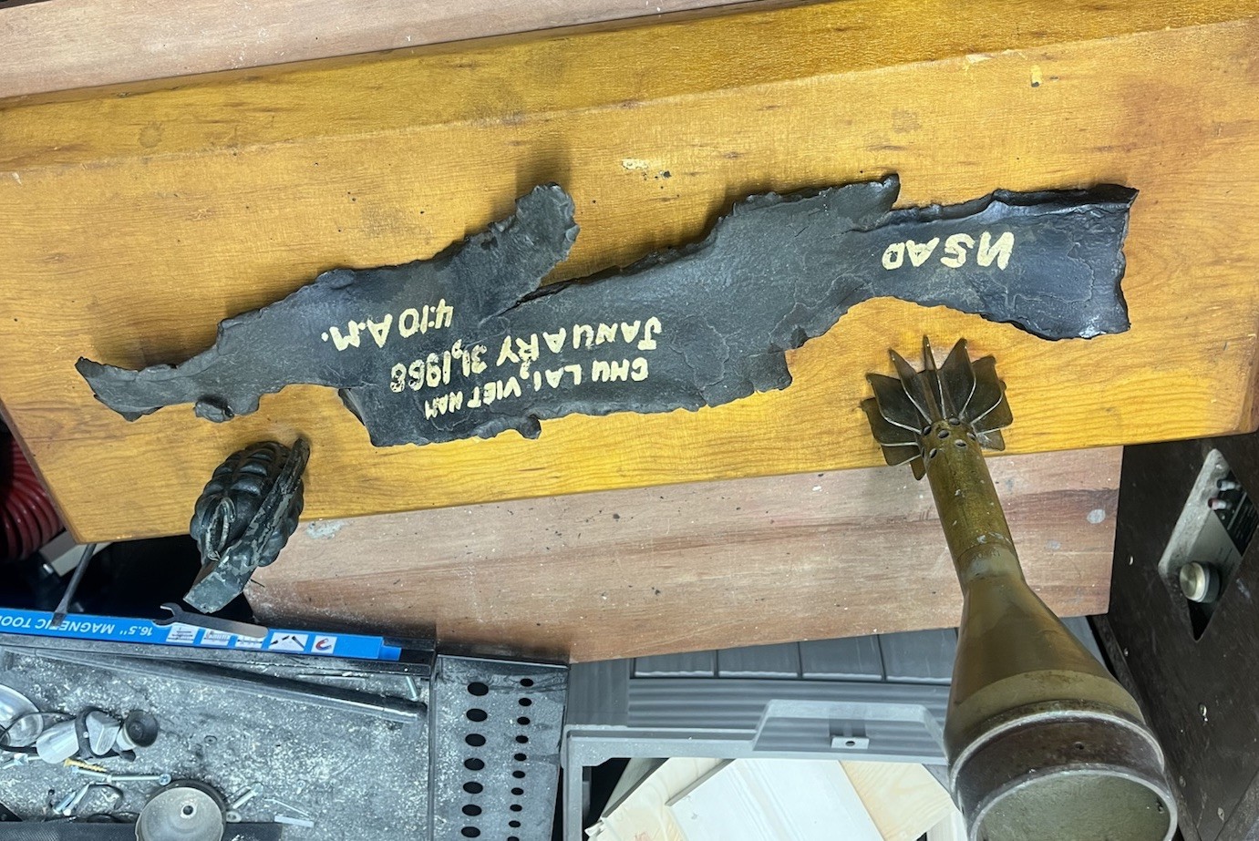 Vietnam Authentic Trench Art From Chu Lai Vietnam 1/31/68 Attack US Air Base