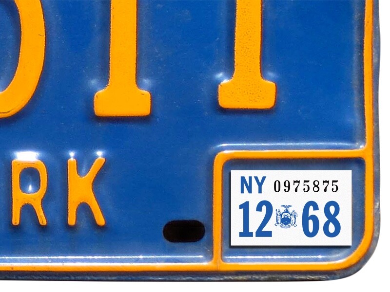 1968 New York Registration, License Plate Sticker, YOM, NY, Tag, DMV