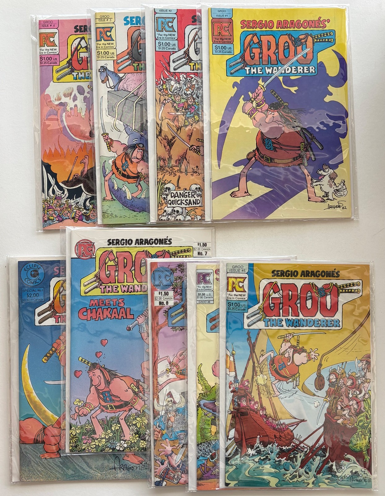 Groo the Wanderer #1-8 Pacific 1982 Set + Epic Special Sergio Aragones VF+ to NM