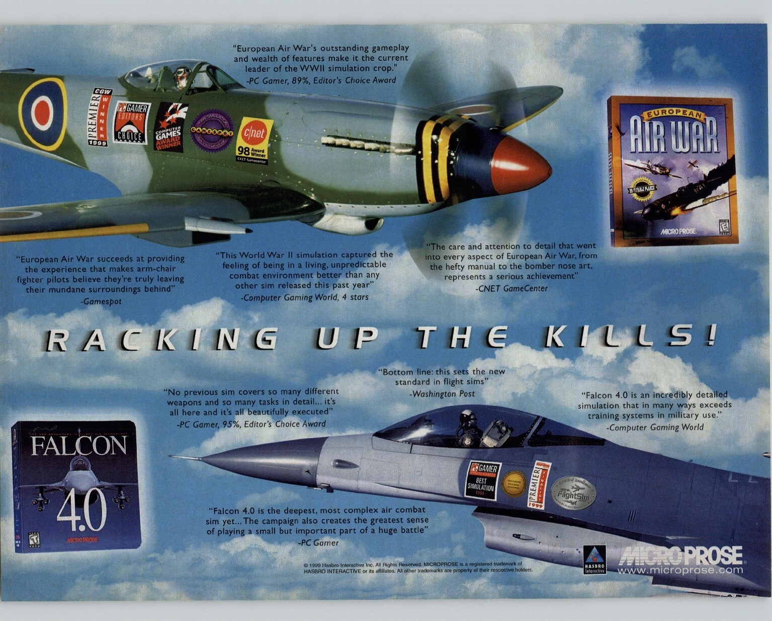 European Air War Falcon 4.0 PC Video Game Art 1999 Vintage Print Ad Poster
