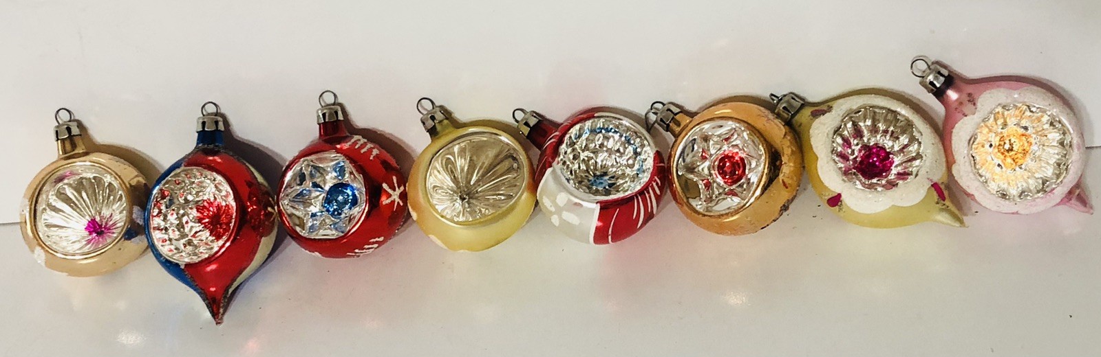 8 Colorful POLAND Indent Reflector Ornaments Round, Teardrop 2”
