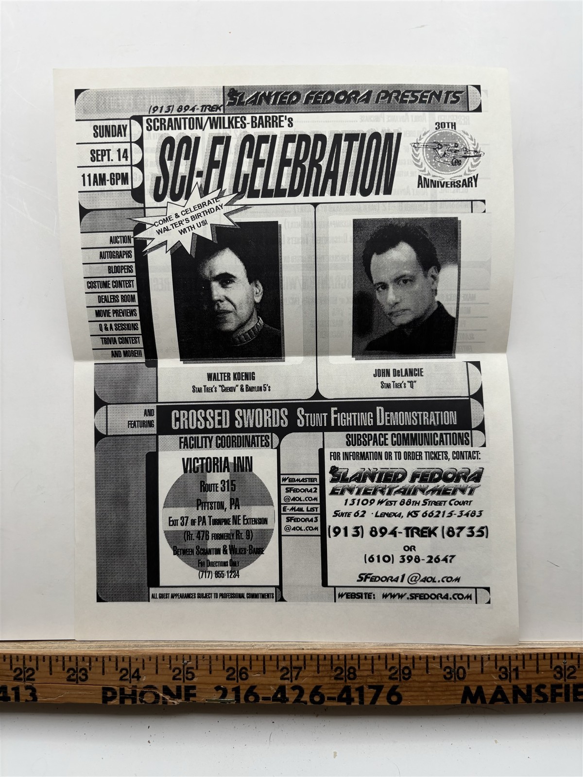 1997 Star Trek Sci-Fi Celebration Scranton Wilkes-Barre PA Flier Vintage