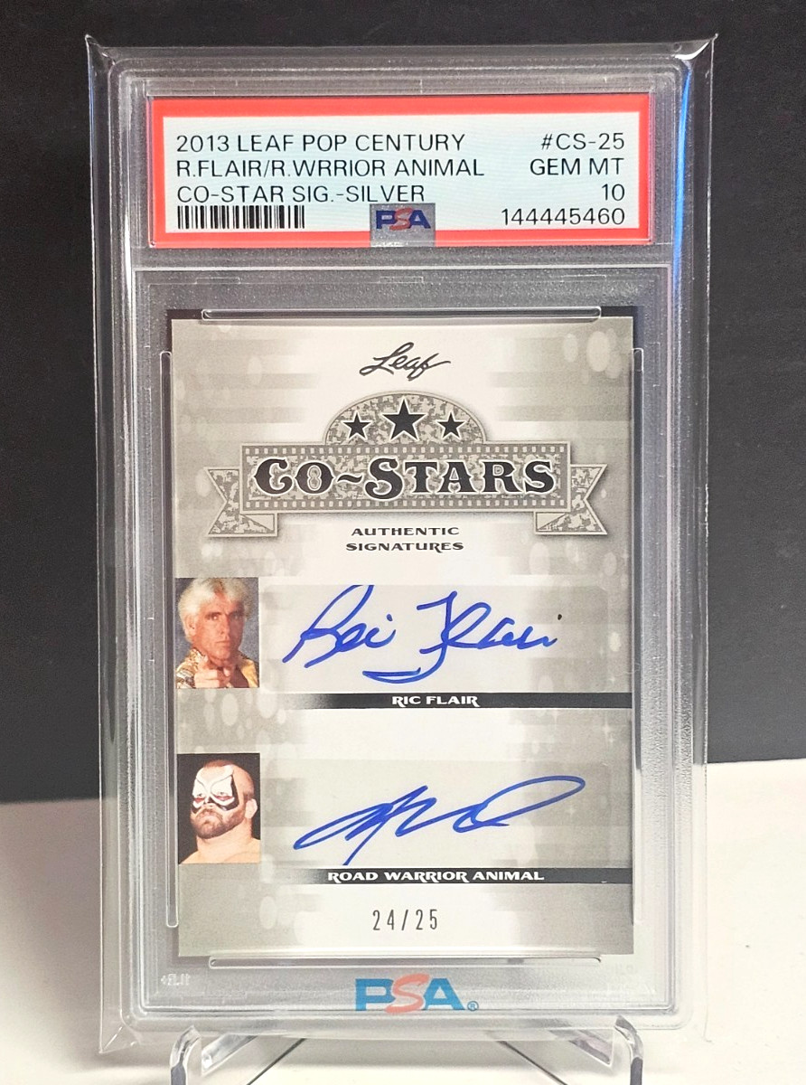2013 Leaf Pop Century RIC FLAIR / ROAD WARRIOR ANIMAL Silver Auto /25 • PSA 10