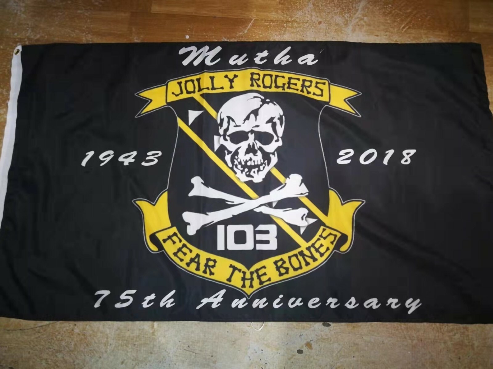USN VF-103 Jolly Rogers 75th Anniversary 3x5 ft Single-Sided Flag Banner Mutha