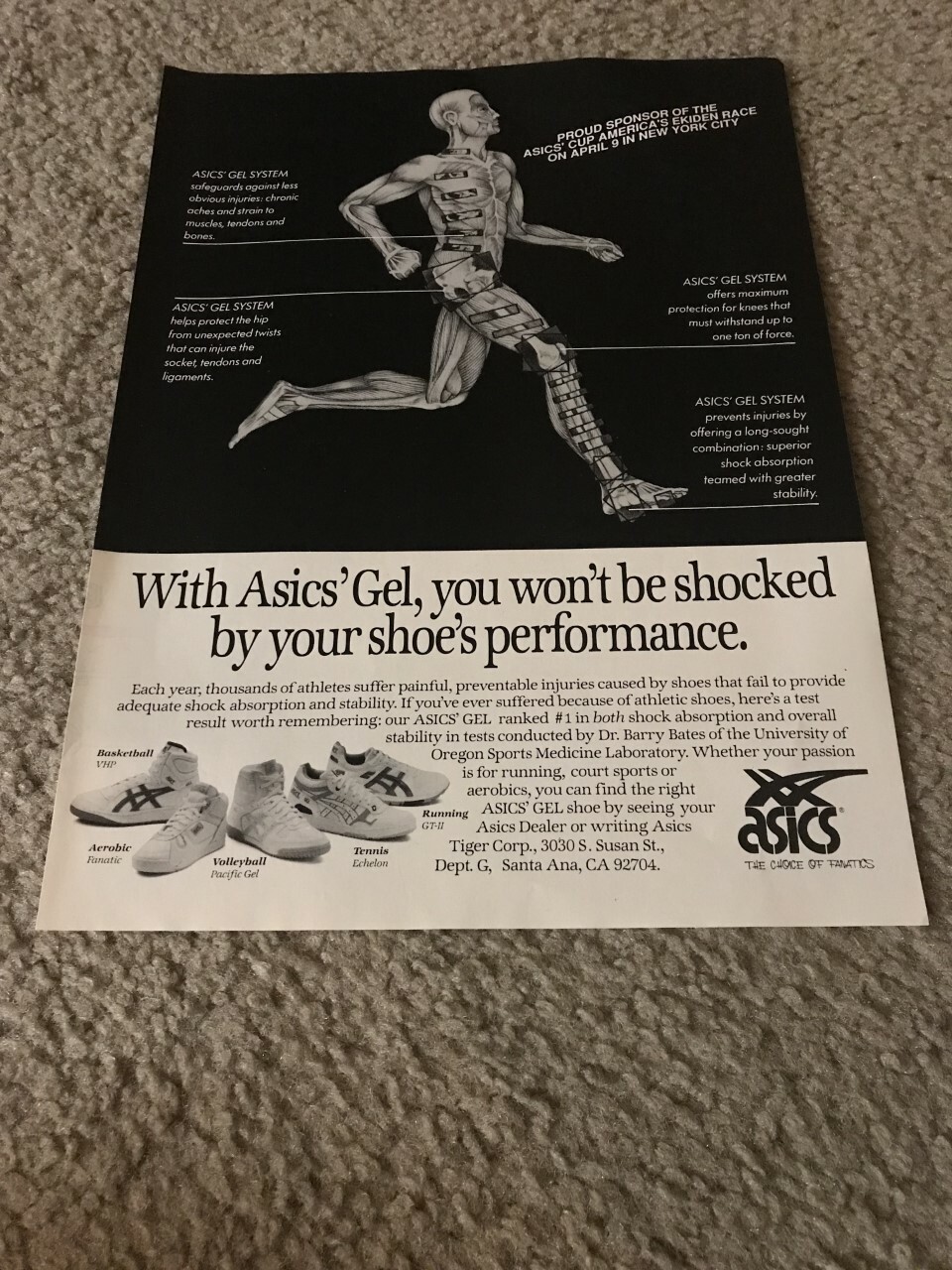 1988 ASICS PACIFIC GEL GT-II ECHELON VHP FANATIC Running Shoes Poster Print Ad