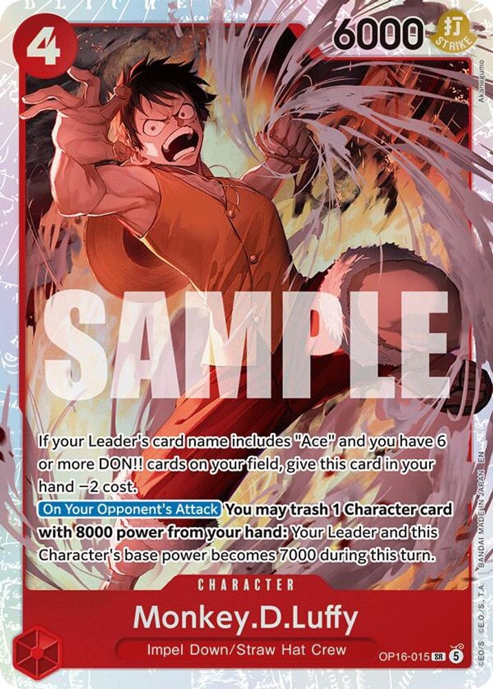Monkey.D.Luffy OP16-015 Super Rare The Time of Battle One Piece Foil Near Mint