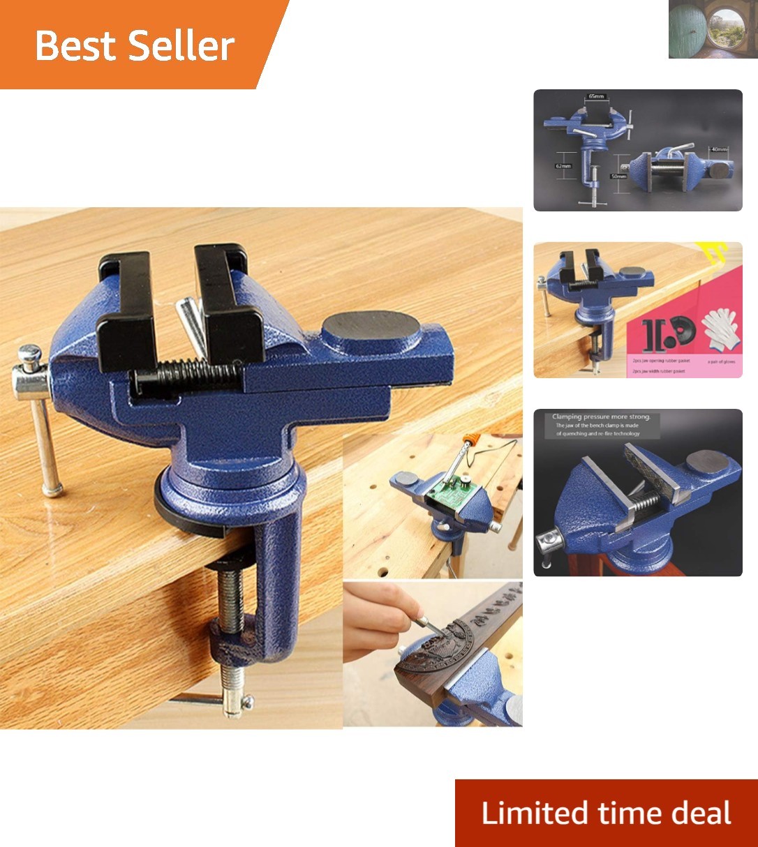 2.5-Inch Clamp-On Vise with 360-Degree Swivel & Scratch Protection Features
