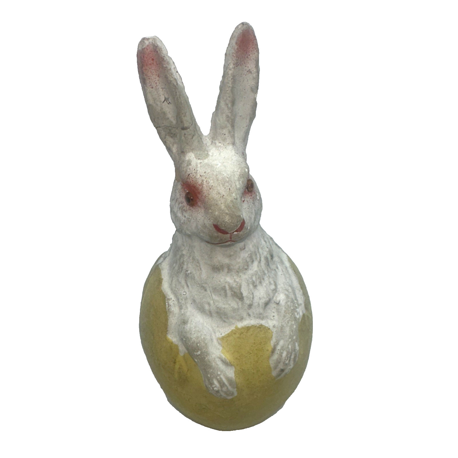 Antique German Textured Paper Mache Hatching Rabbit Candy Container Rare