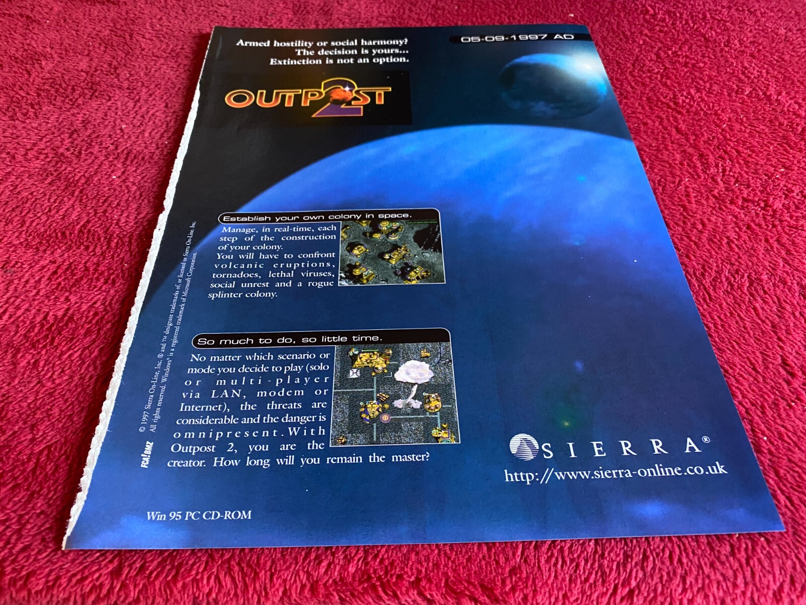PAD65 GAME ADVERT 12X9 OUTPOST 2 PC CD