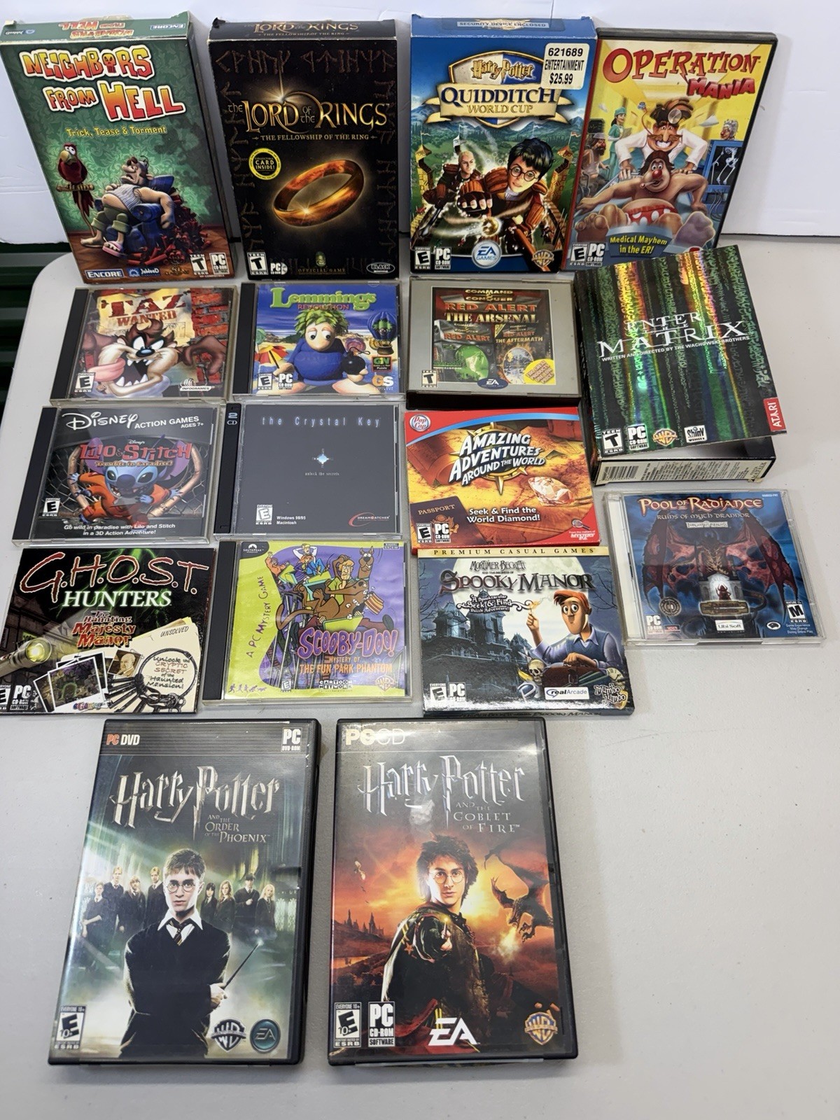 Pc Game Lot Vintage The Matrix, Lord Of The Rings, Lemmings, Harry Potter