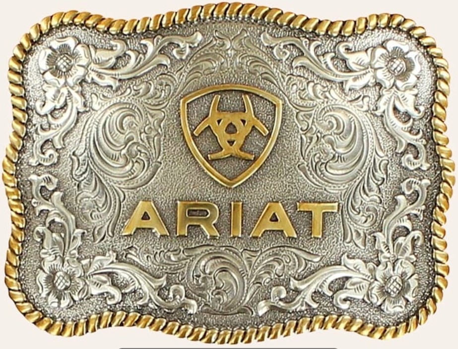 Ariat Silver & Gold Rope Edge Rectangle Belt Buckle
