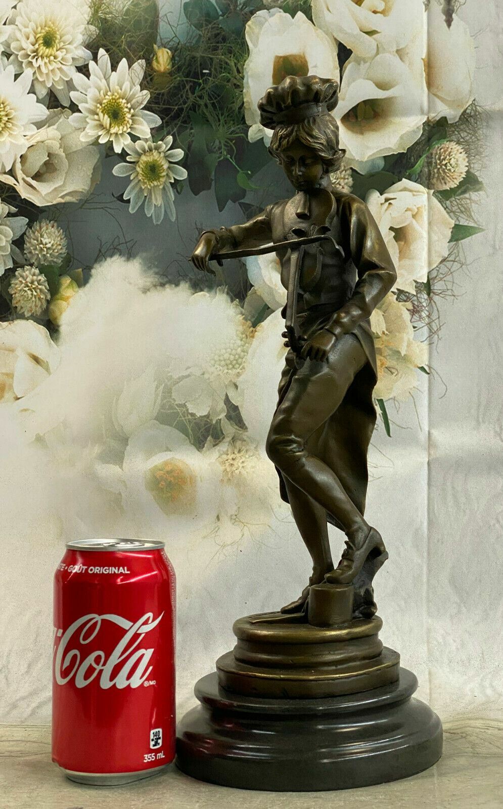 Tall Vintage Violinist Statue, Continental, Bronze, Male Figure, After Gaudez NR