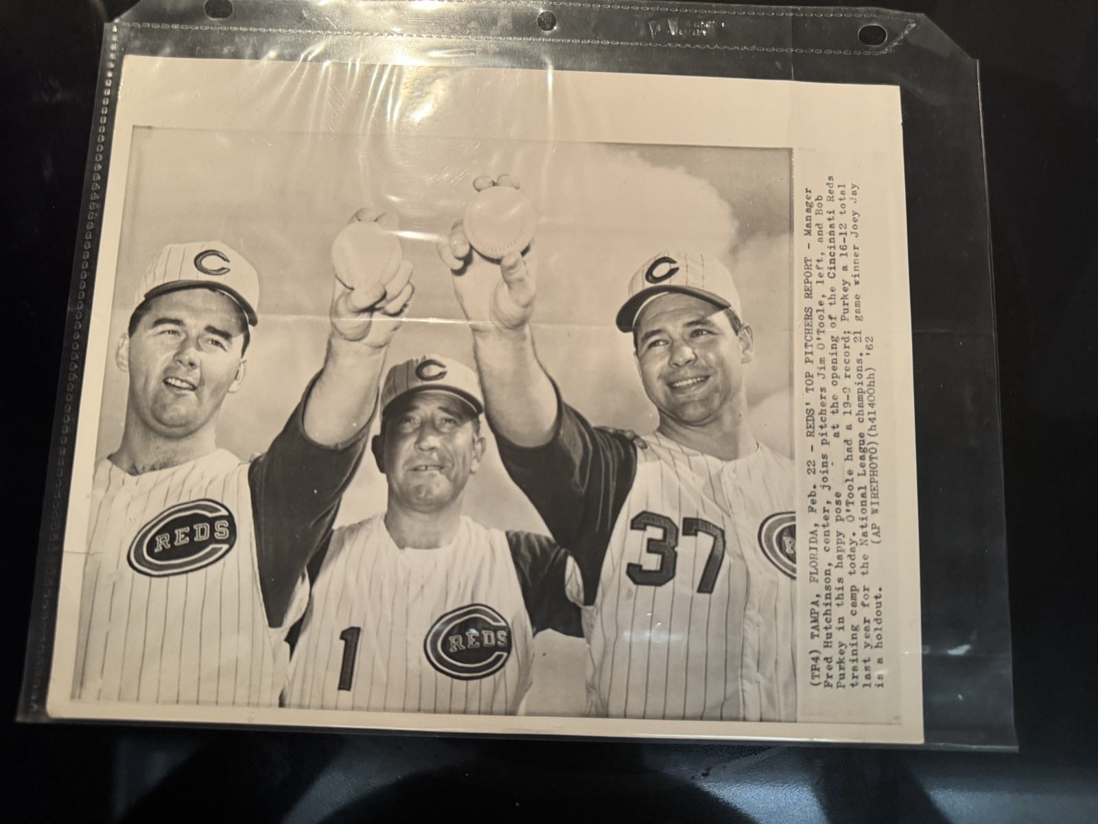 1962 Press Photo Cincinnati Reds manager Fred Hutchinson Jim O\'Toole  Bob Purkey