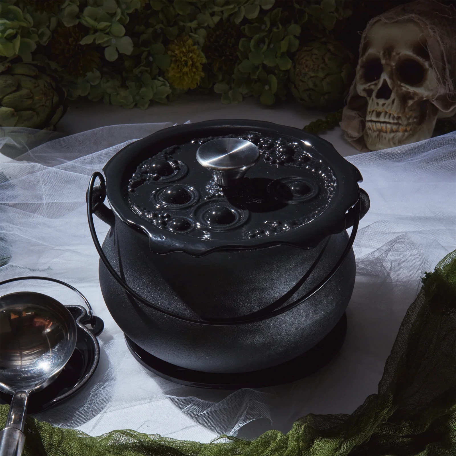 Smith and Clark 4 Quart Cast Iron Cauldron Pot Black \'Bubbling\' Lid NEW