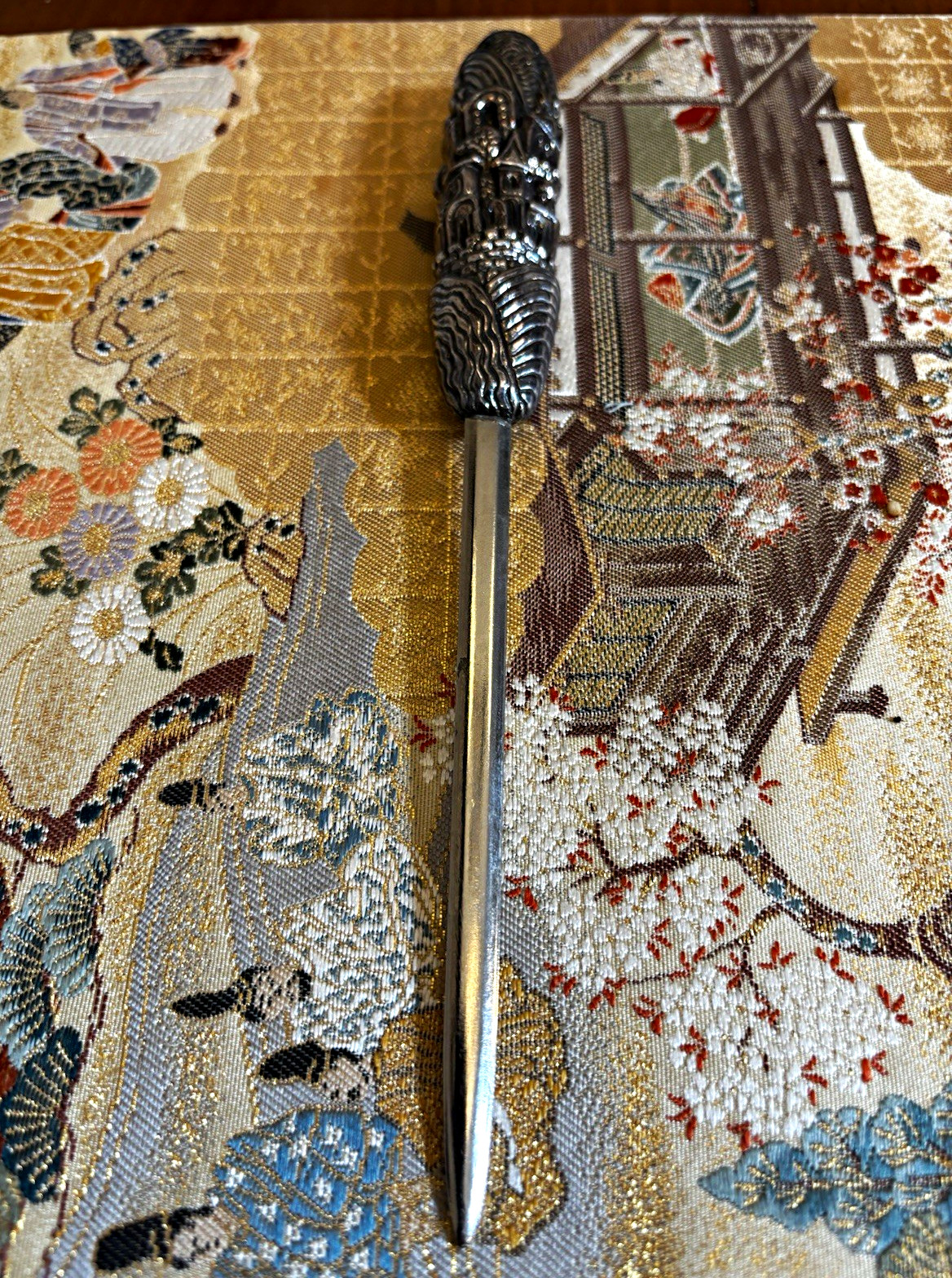 Judaica Sterling Silver Handle Letter Opener Paper Knife with Jerusalem Scene
