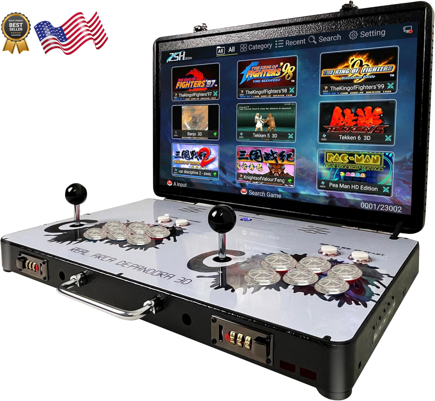 Portable 20000 in 1 Metal Box 3D Arcade Game Console 22 inch Screen Retro