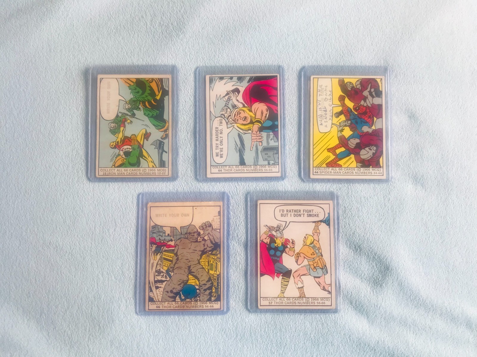 Lot of 5 Different 1966 Donruss Marvel Thor Spider-Man Iron-Man # 66 57 44 64 15