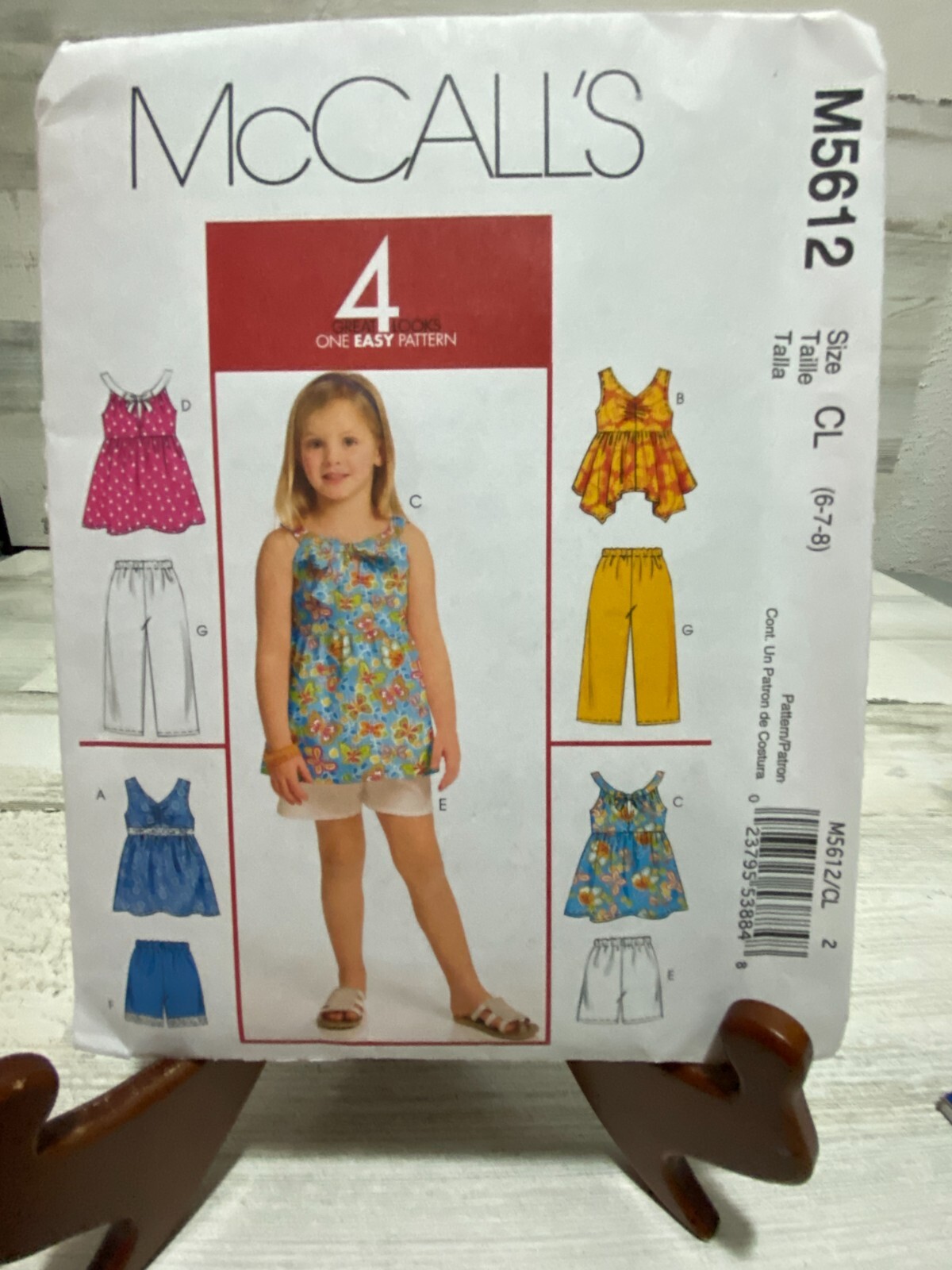 McCall's Girls Summer Top Shorts Capris Pattern M5612 Sizes 7 8 10 UNCUT