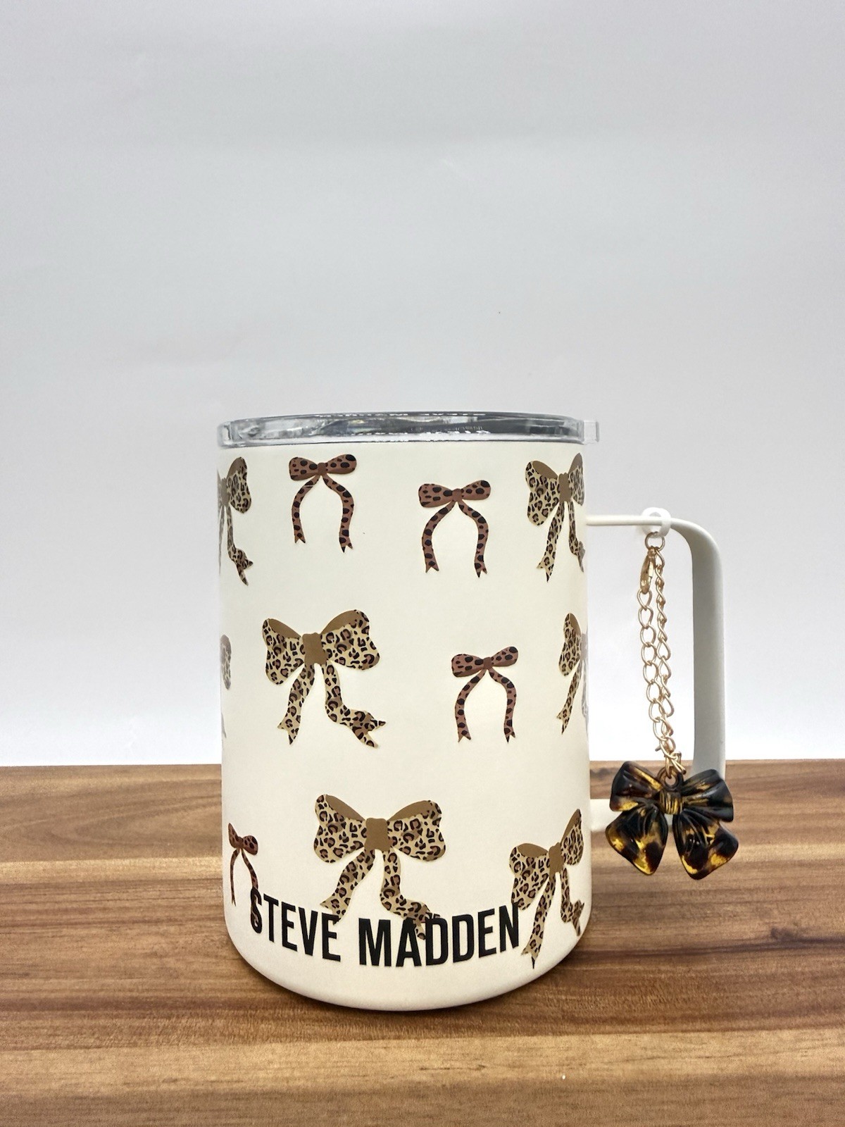 STEVE MADDEN LEOPARD PRINT INSULATED JETT MUG WITH CHARM 13.5oz