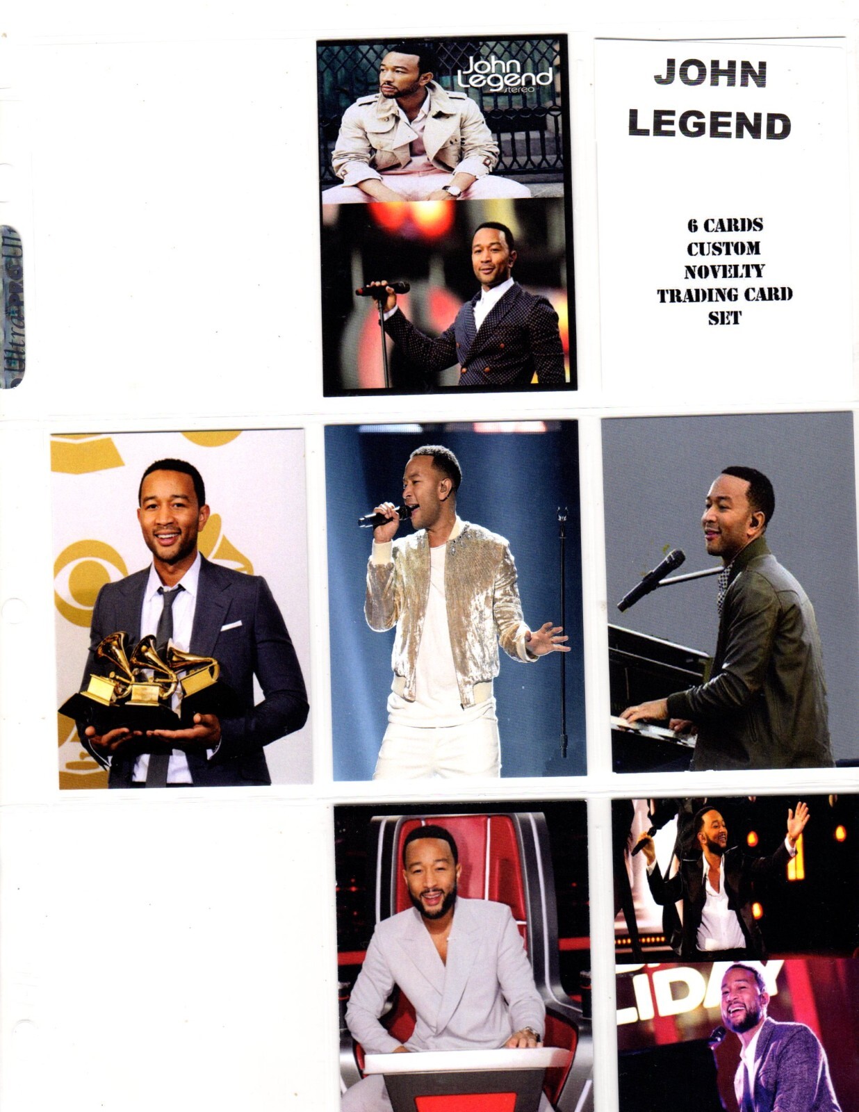 JOHN LEGEND     CUSTOM TRADING CARD 6 CARDS  SET