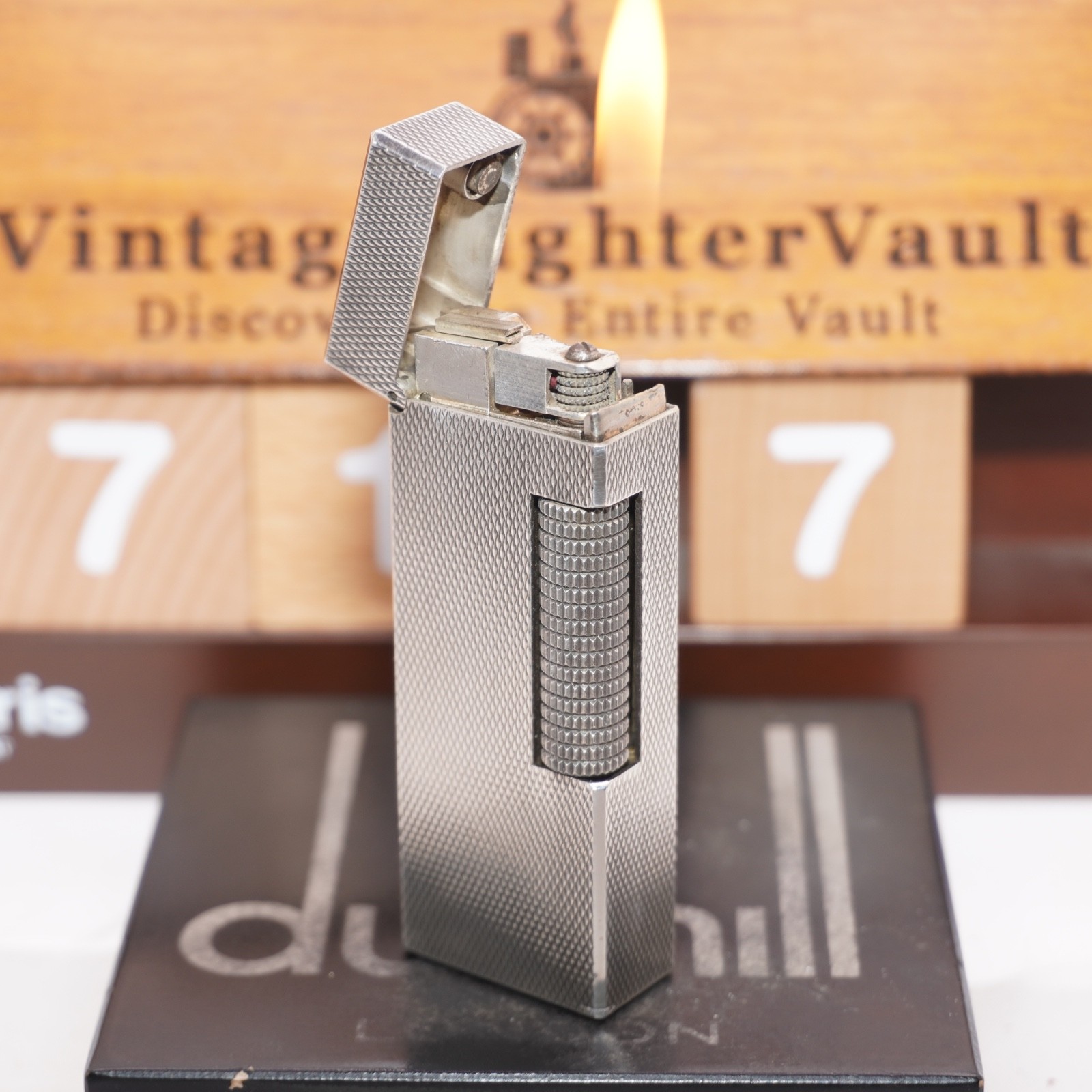 Dunhill Lighter Silver Barley Pattern _Ultrasonically Cleaned_Working