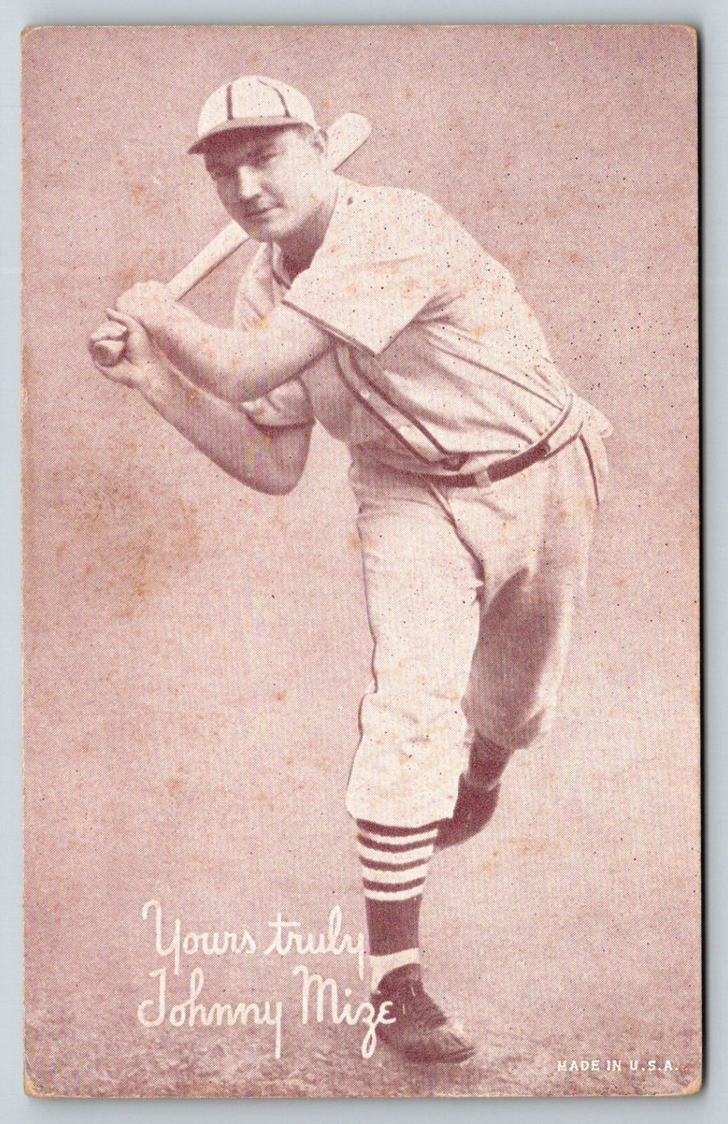 1939-46 JOHNNY MIZE New York Yankees Penny Arcade  Exhibit card Postcard