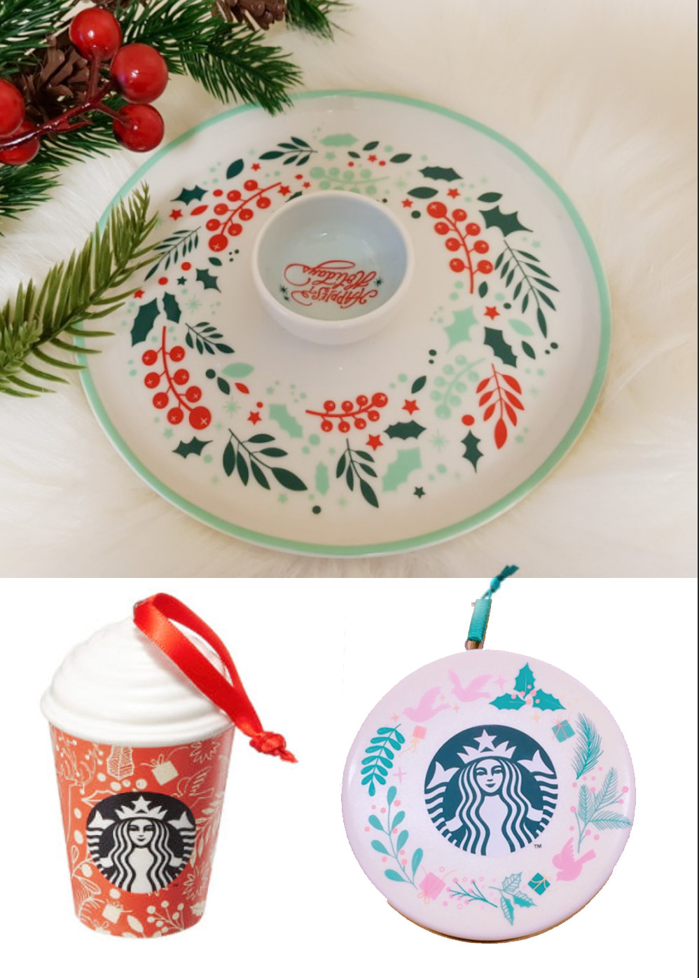Starbucks KOREA 2018 Christmas Ornament 3pes SET Best Christmas tree decoration