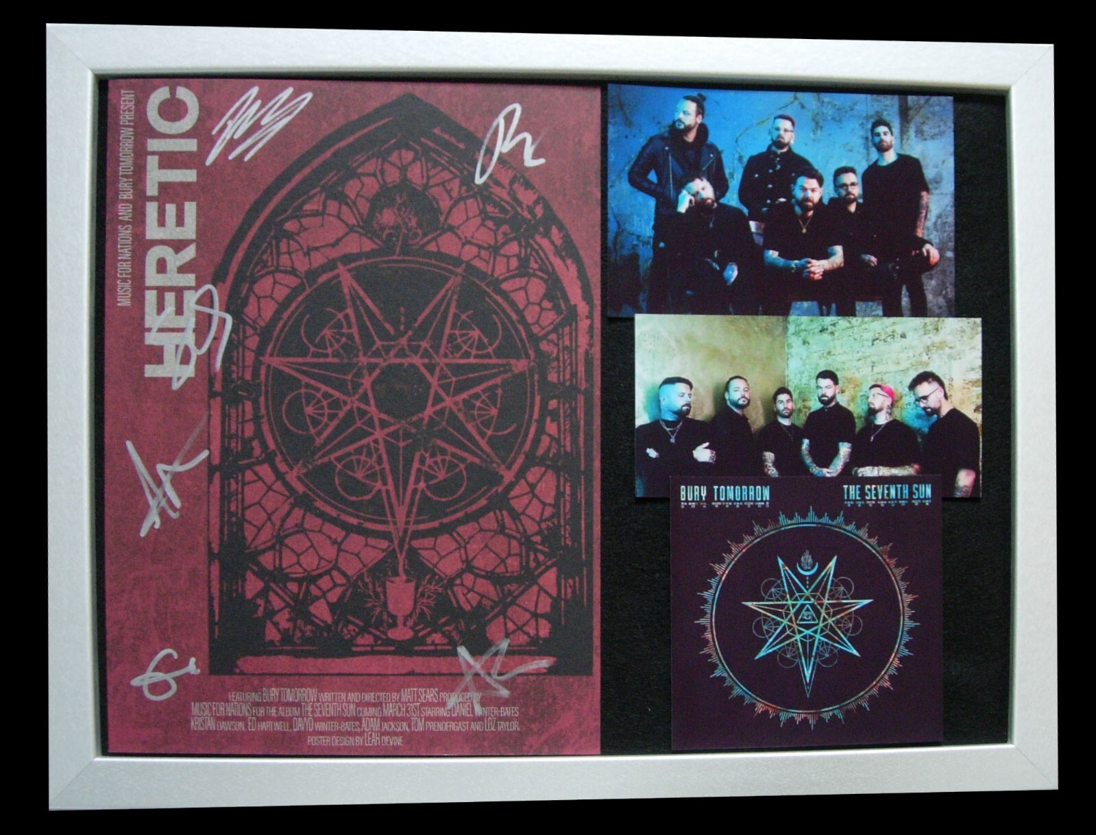 BURY TOMORROW+SIGNED+FRAMED+HERETIC+SEVENTH+PROOF=100% GENUINE+FAST GLOBAL SHIP
