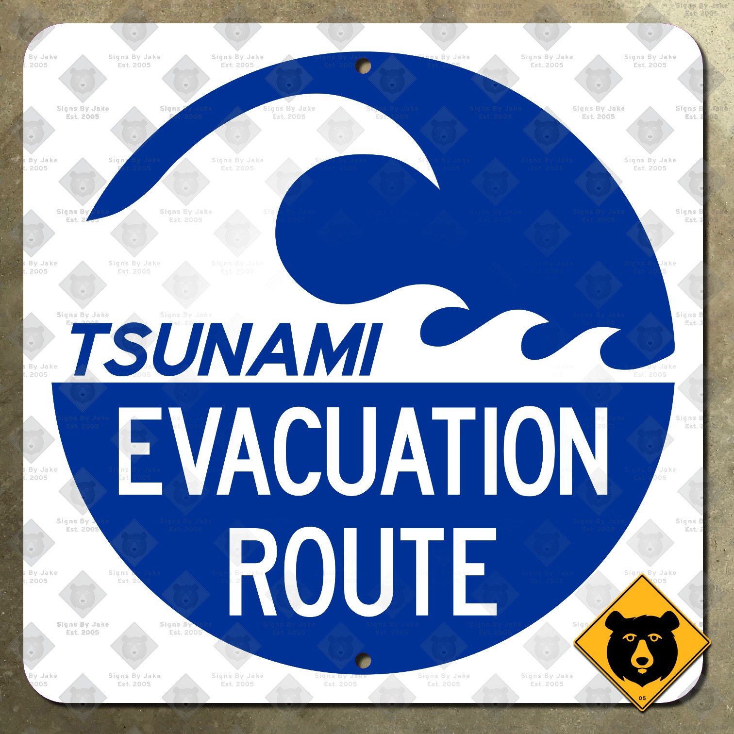 United States tsunami evacuation route marker highway road sign 2012 12x12