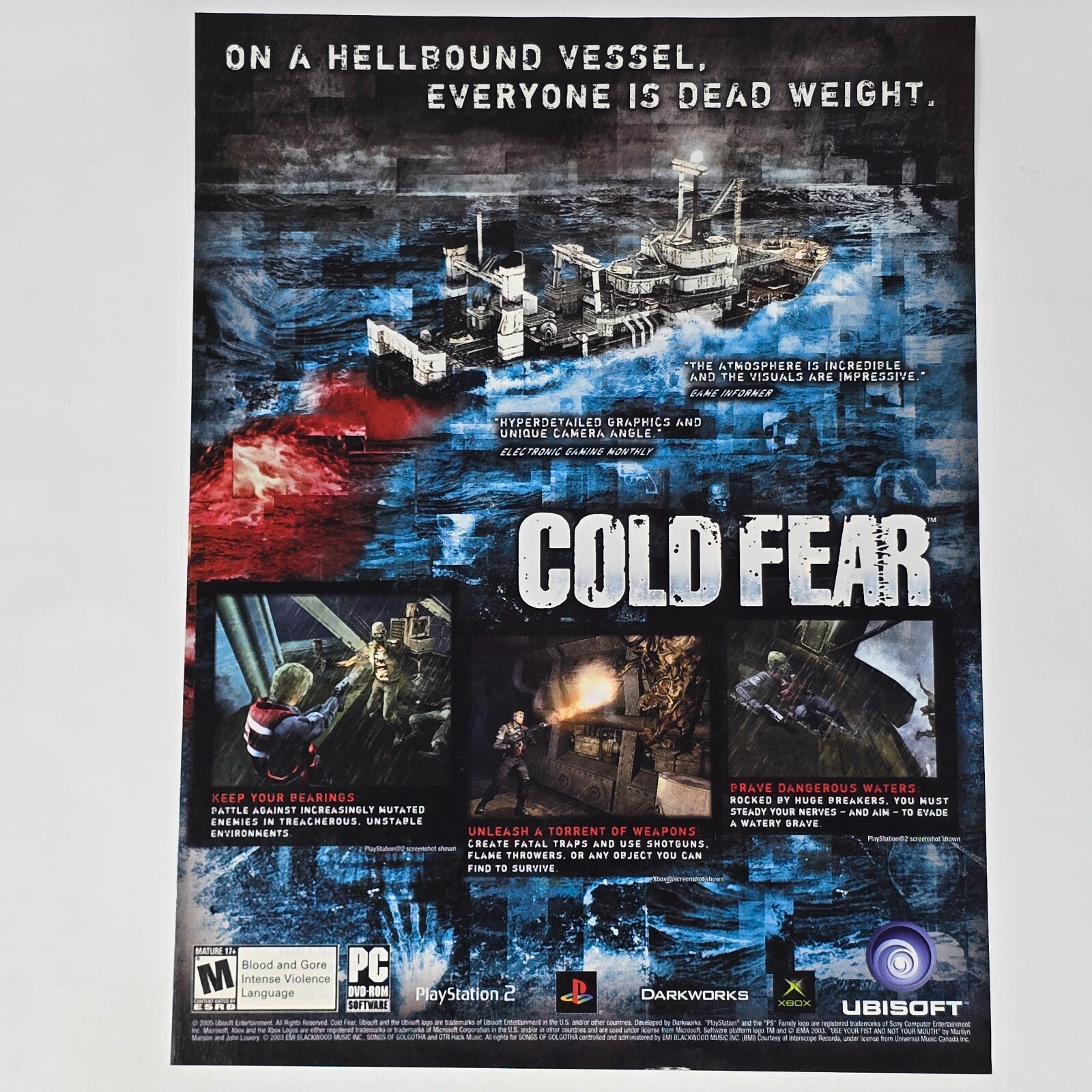 Cold Fear PlayStation 2 PS2 Xbox PC Dead Weight Print Ad/Poster Art