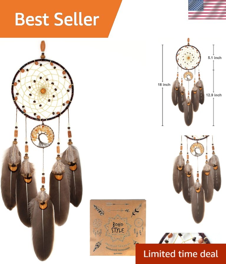Boho-Chic Brown Dreamcatcher with Citrine Crystal - Perfect Gift for Loved Ones