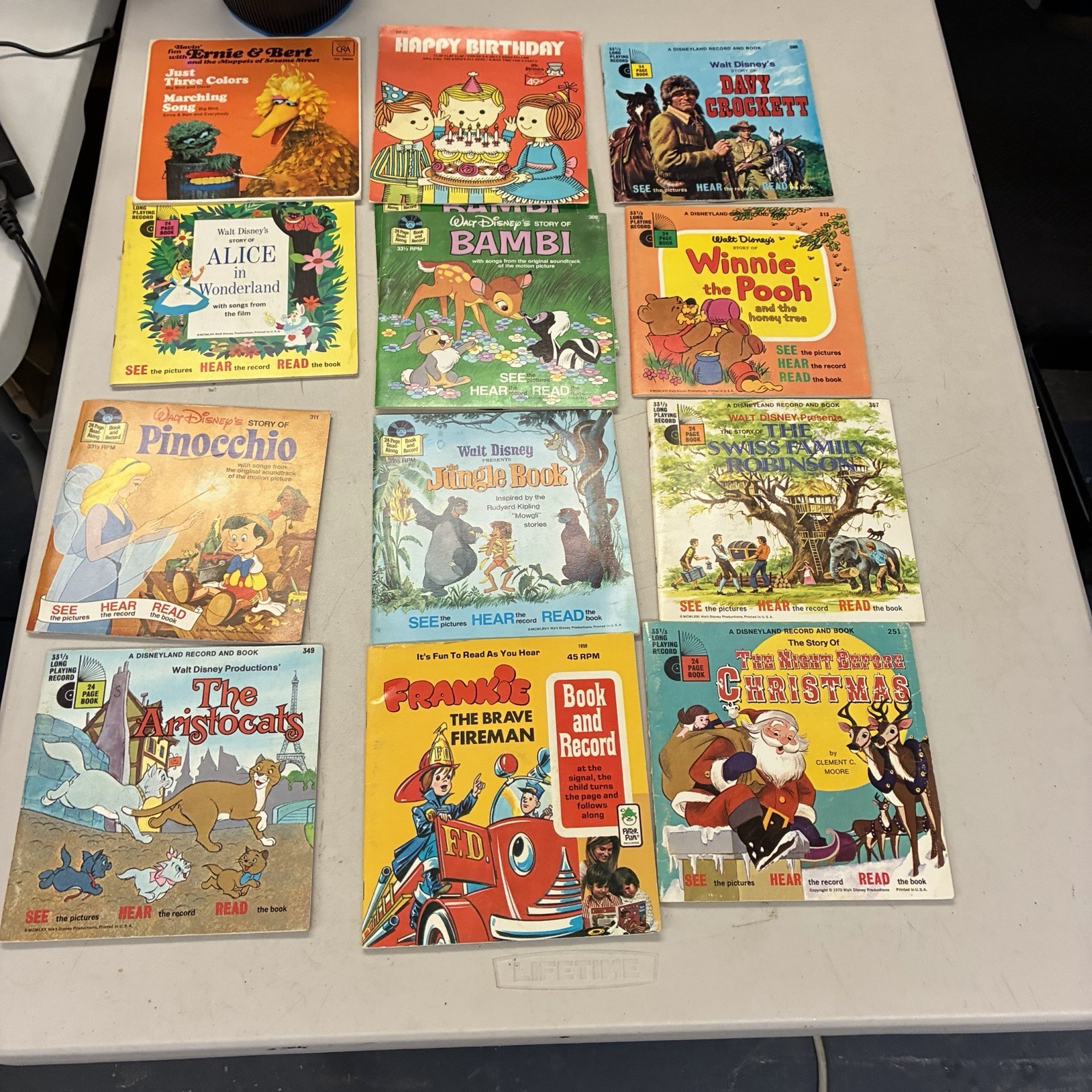 Vintage Lot of 13 Children\'s Records Walt Disney Read Along Book and Record Bert