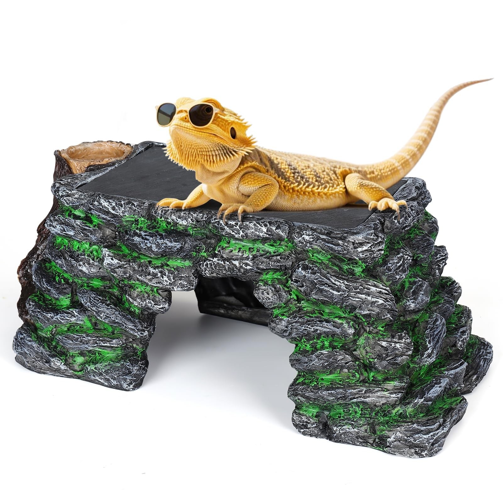 3 in 1 Large Bearded Dragon Basking Platform 13.4x7.1x5.3 in Scape Step Ledge...