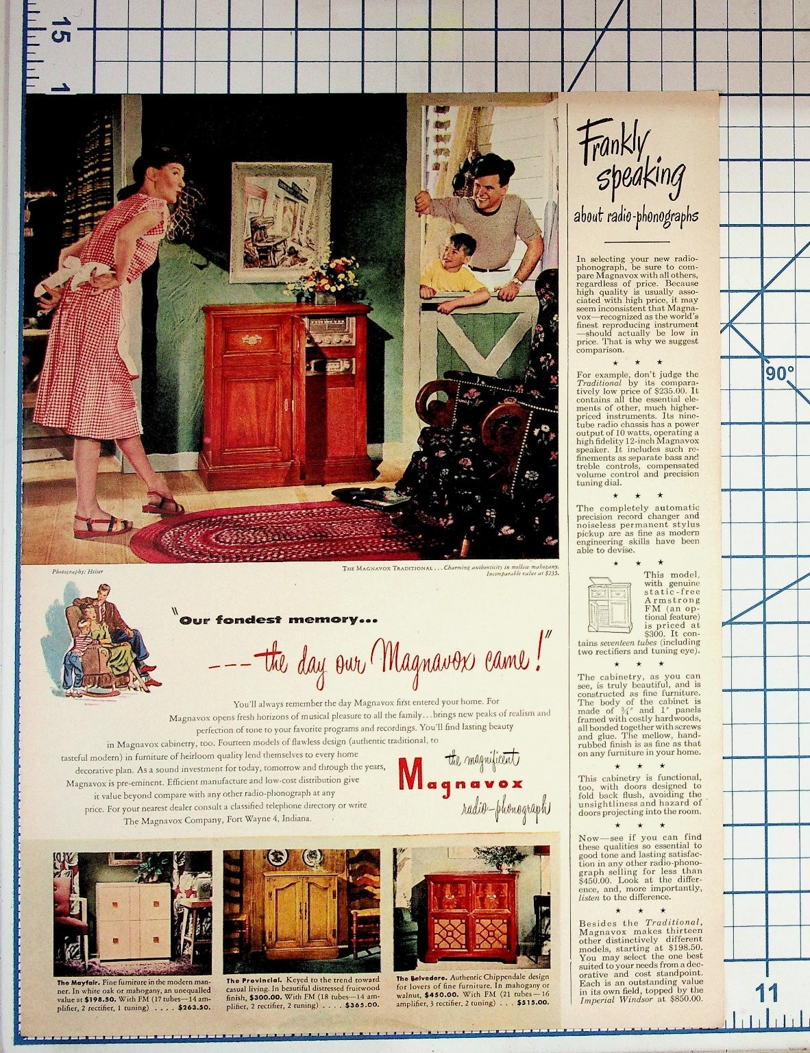 Vintage 1950s Magnavox Radio-Phonograph Advertisement Magazine Print Ad Art