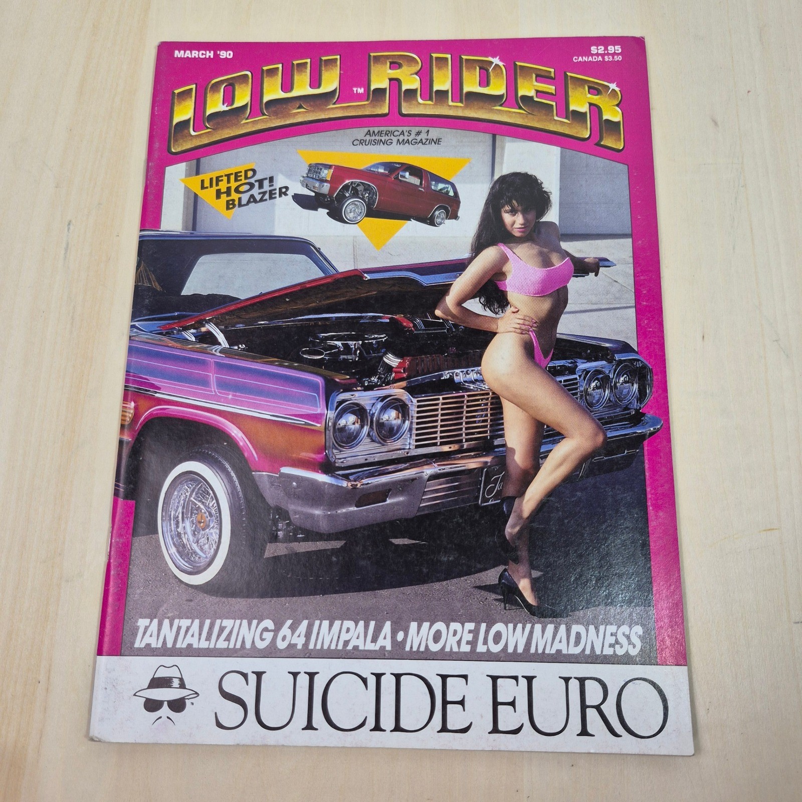 LowRider Magazine March 1990 64 Impala Suicide Euro Vintage Cruising Mag VG+