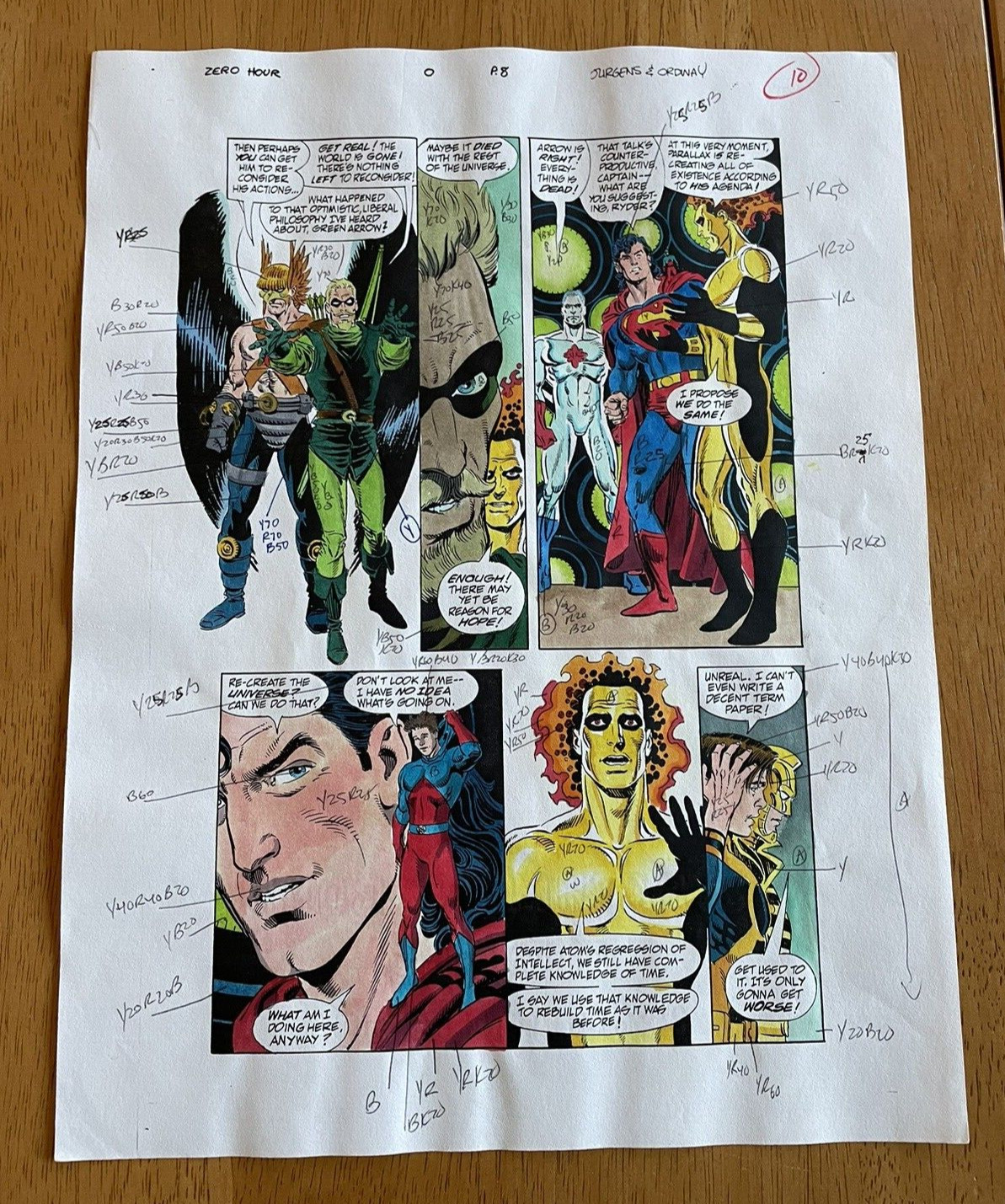 ZERO HOUR #0 comic ART original COLOR GUIDE 1994 UNIVERSE DEAD WAVERIDER ATOM 